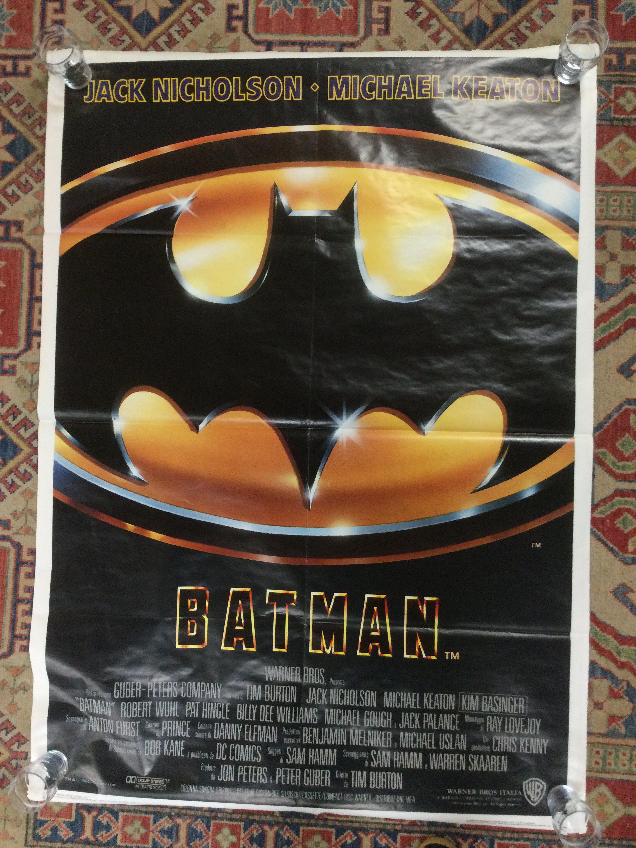 An Italian film poster for the 1989 Batman movie, rolled. Approx 140cm x 100cm.