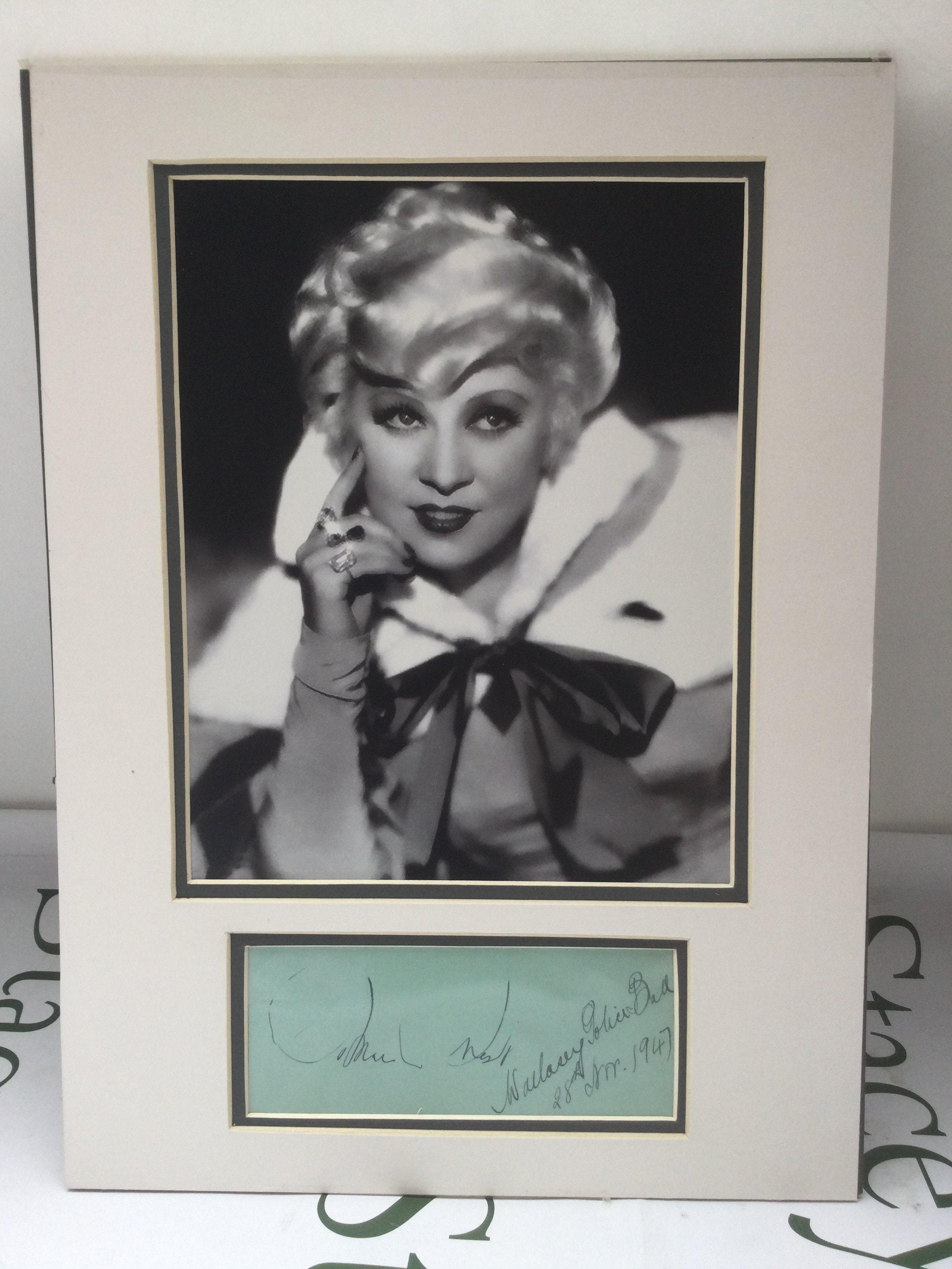 A framed and signed display of Mae West with COA, approx 30cm x 40cm.