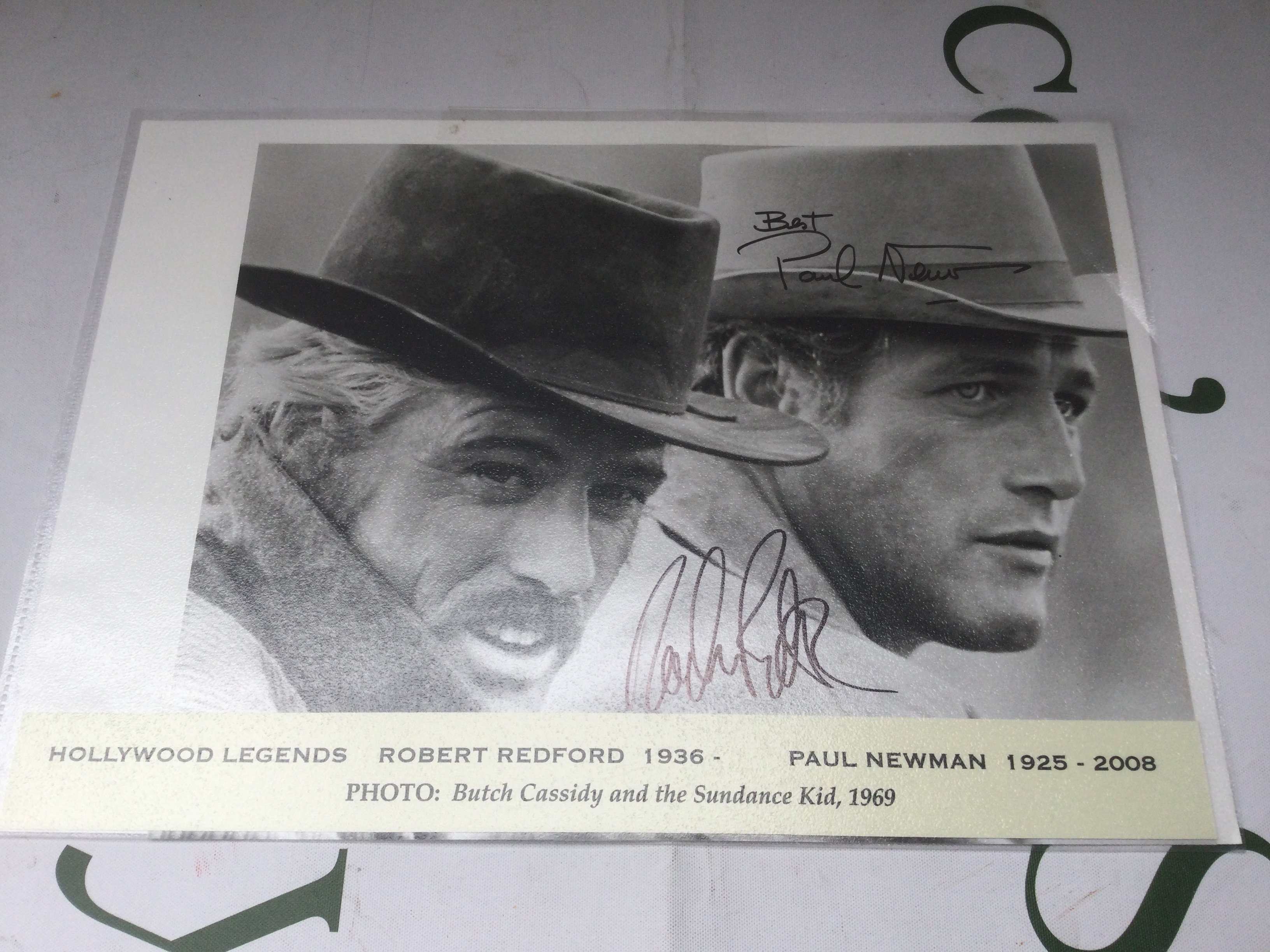 A signed photo of Robert Redford and Paul Newman with COA.