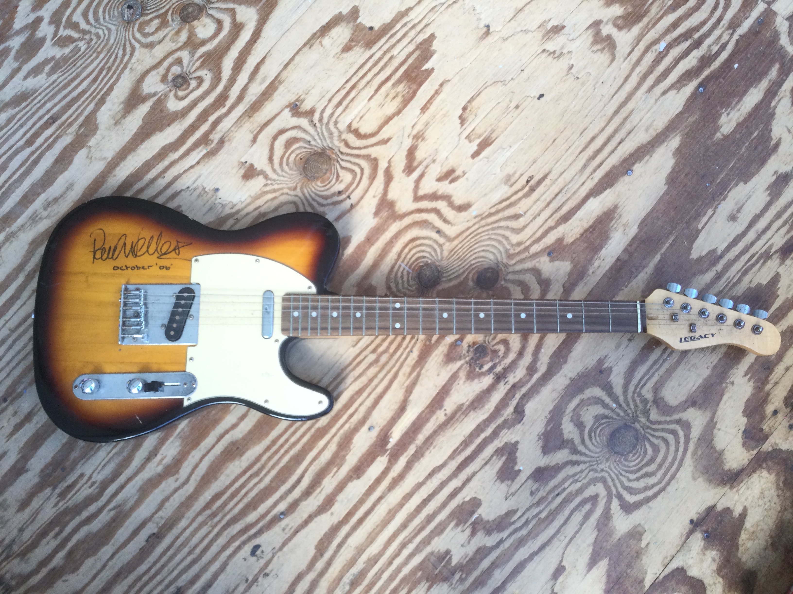A Paul Weller signed Telecaster style electric guitar. No case or COA.
