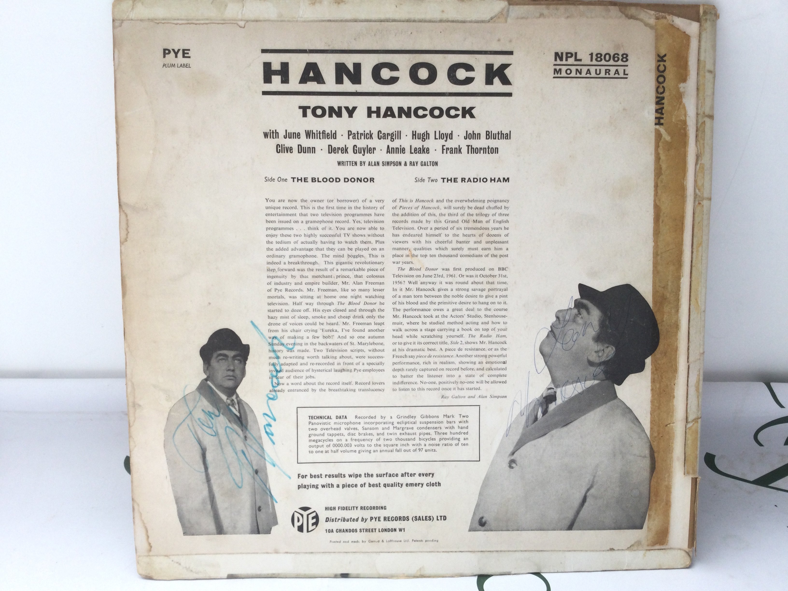 A signed Tony Hancock LP, no COA.