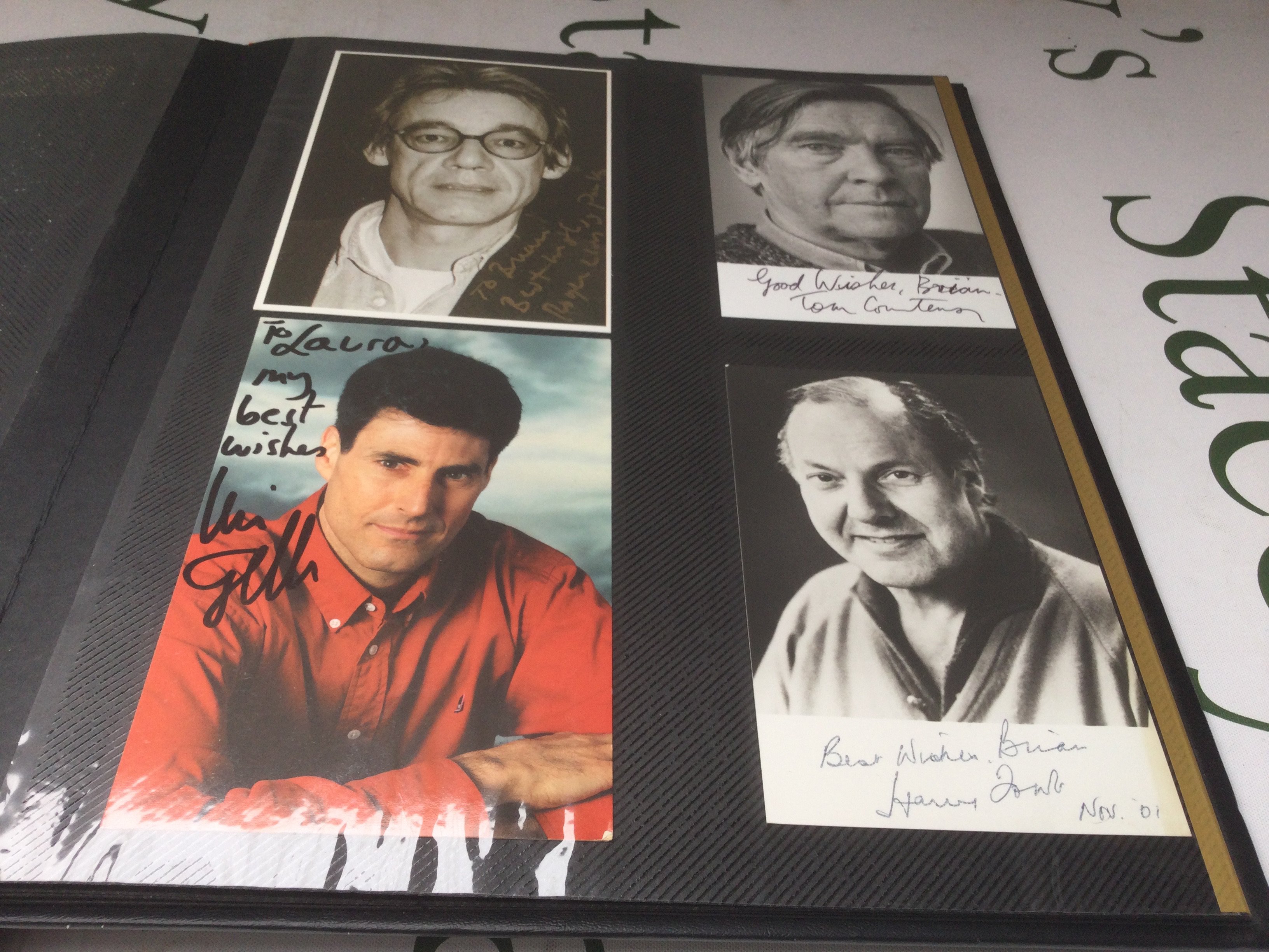 Four binders of signed photos including Richard Attenborough, Anthony Hopkins, Brigitte Bardot, Gary Kurtz, Steve Martin and others. See images for lists of contents.