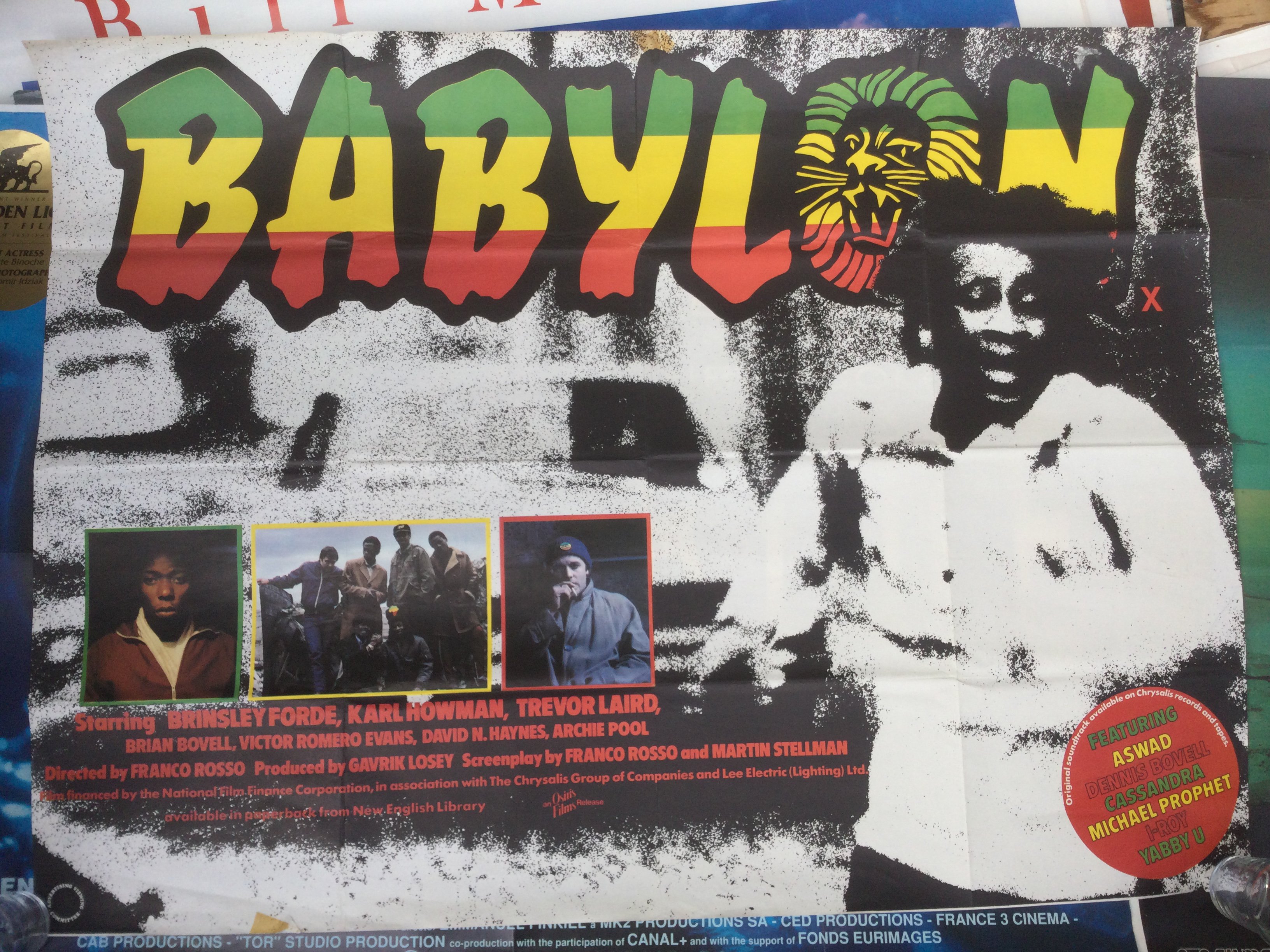 Four original UK quad film posters for Babylon, Flame In The Streets, The Crying Game (corner missing) and Derek Jarman's The Tempest. Rolled with folds.