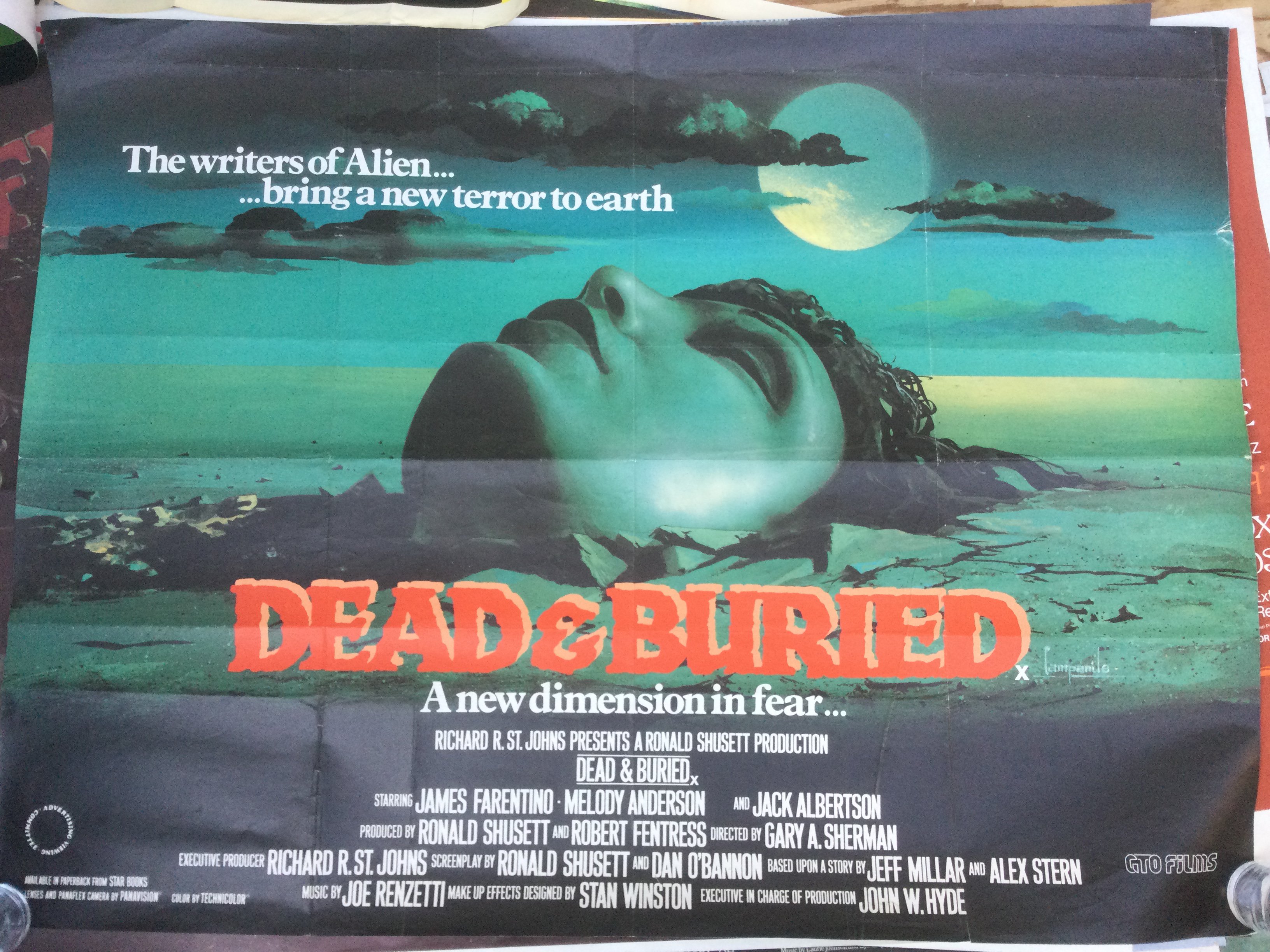 Four horror film posters comprising Dead & Buried, Cry Terror, Blind Terror and Demons Of The Mind (bus stop poster). All folded.