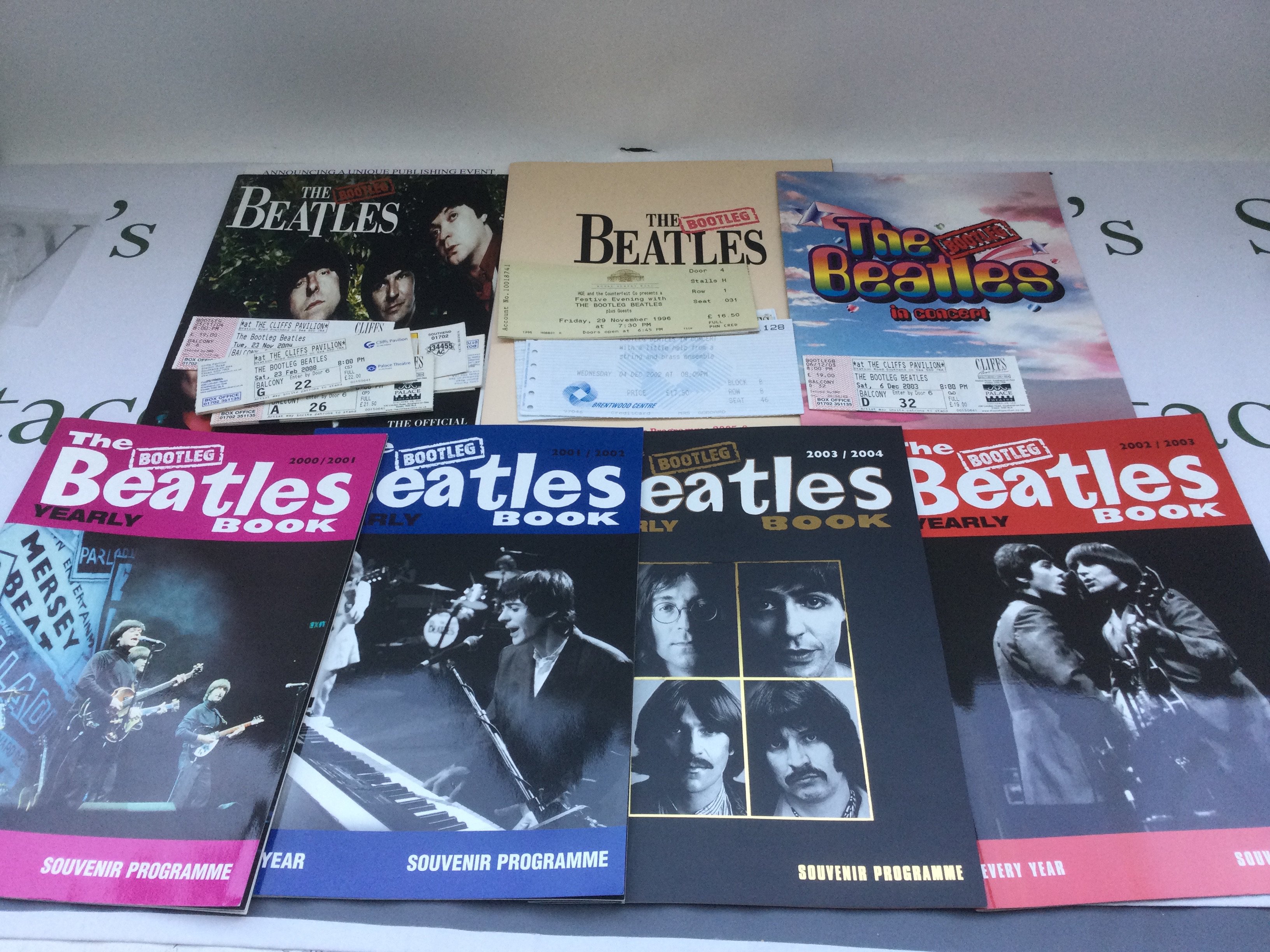 A collection of Bootleg Beatles tour programs and tickets.