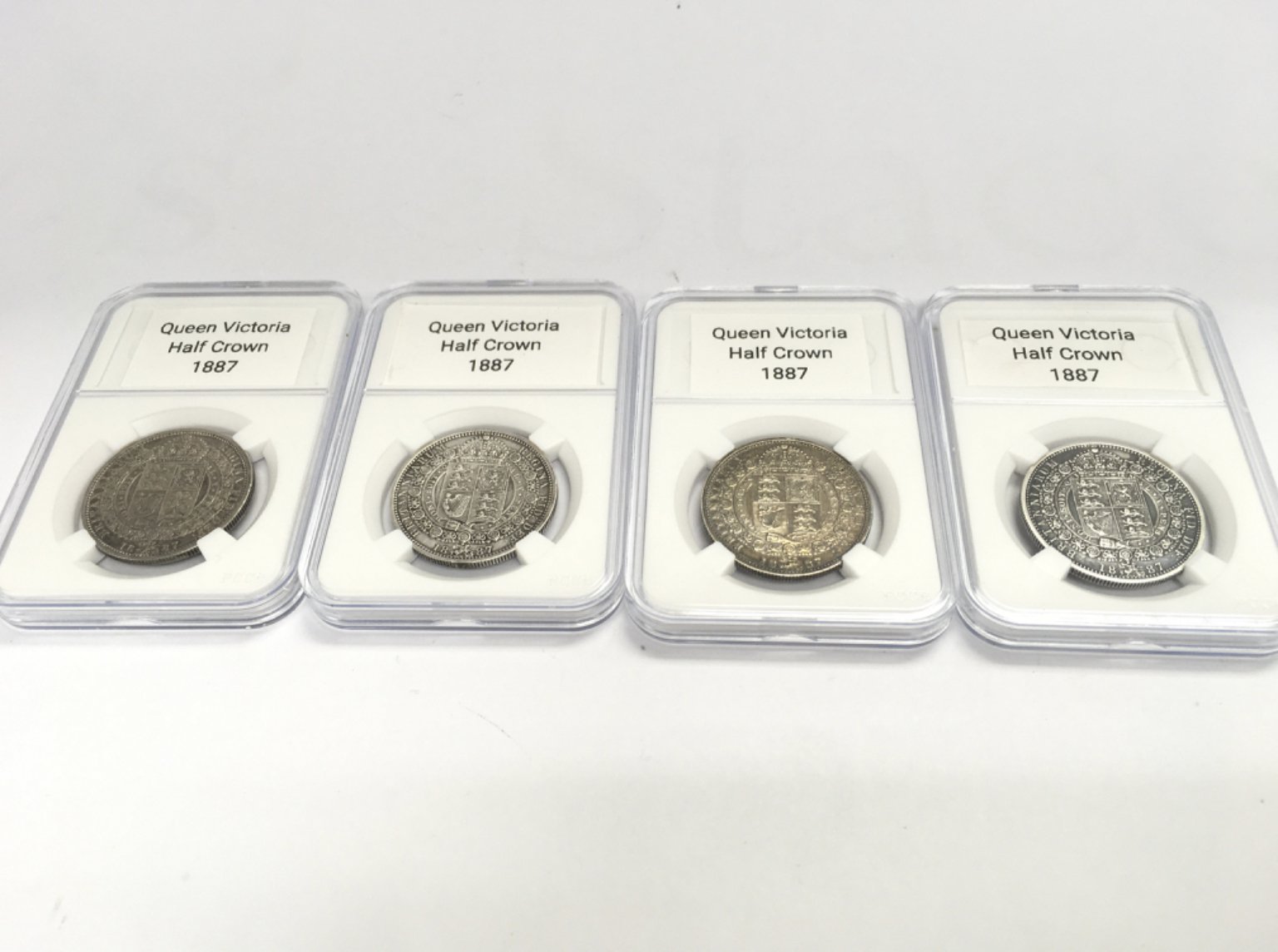 British 1887 silver Queen Victoria half crown coins. Postage category A