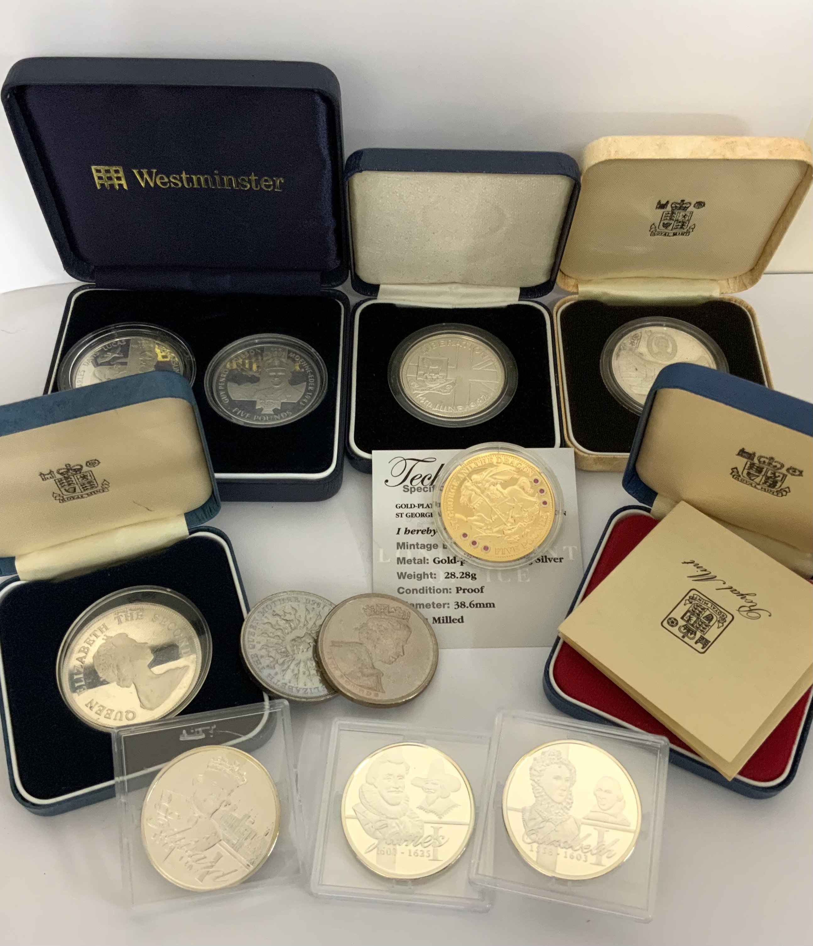 A small collection commemorative coinage including silver examples. (B)