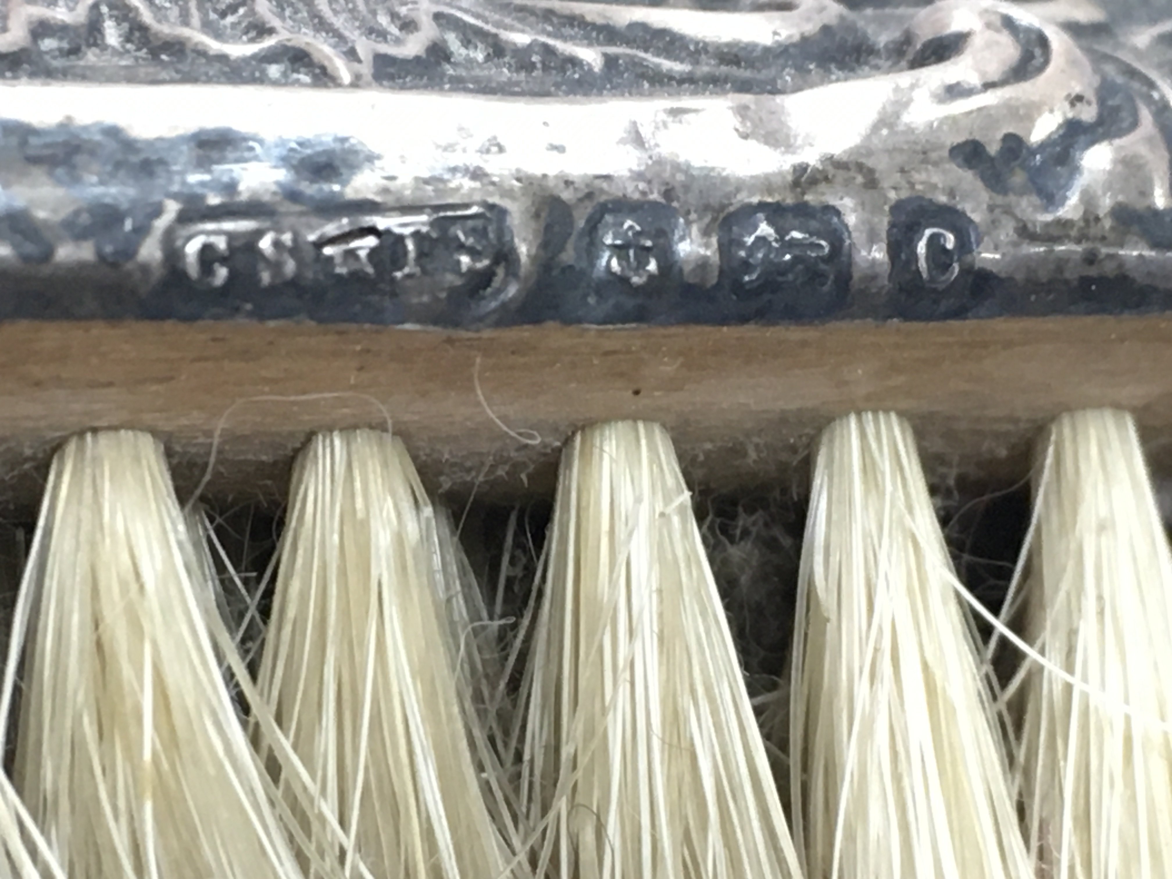 Silver hallmarked mirrors and brushes, ornate silver plated mirror .Postage category B