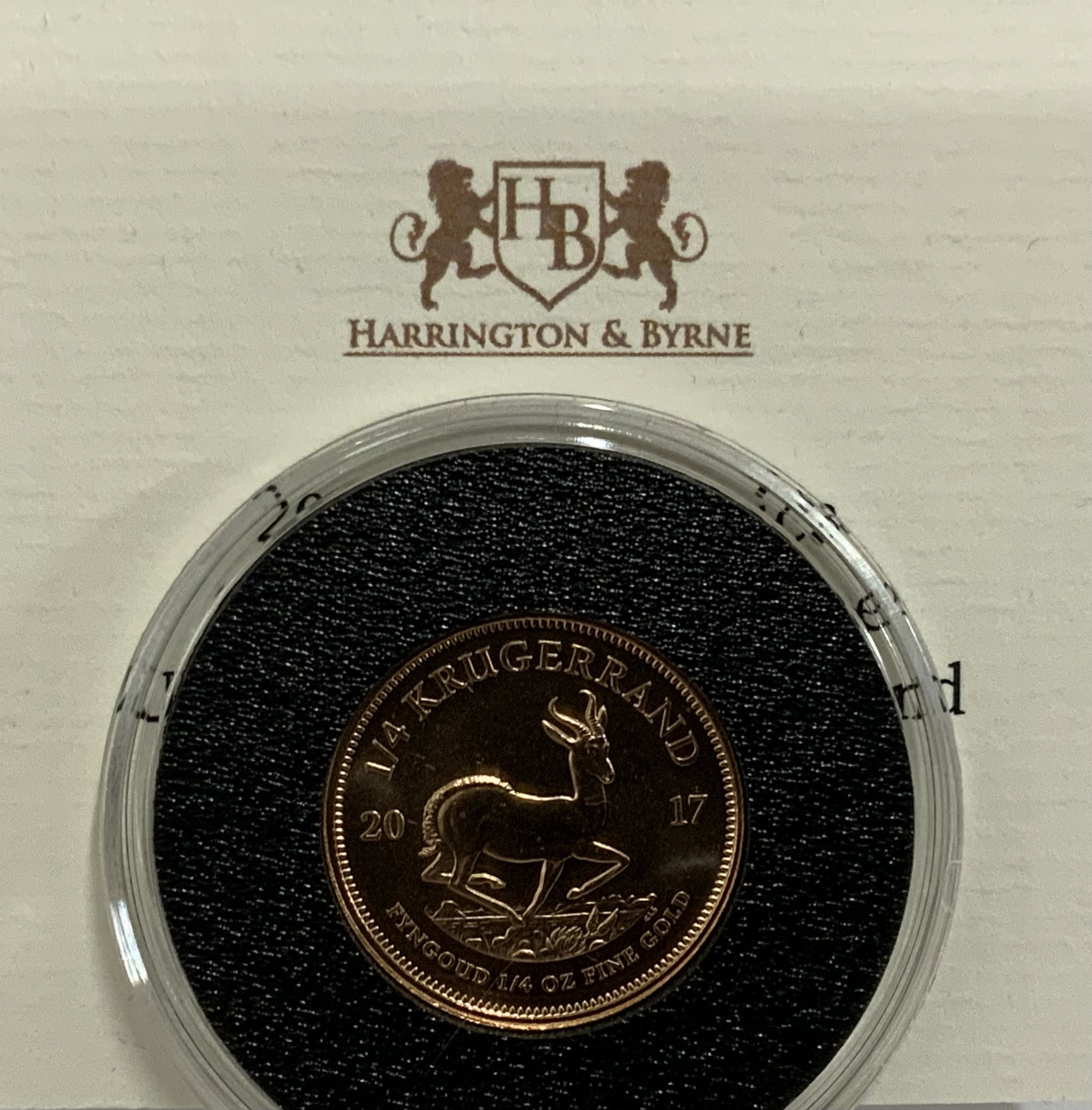 2017 South Africa Gold Quarter ounce uncirculated Krugerrand.