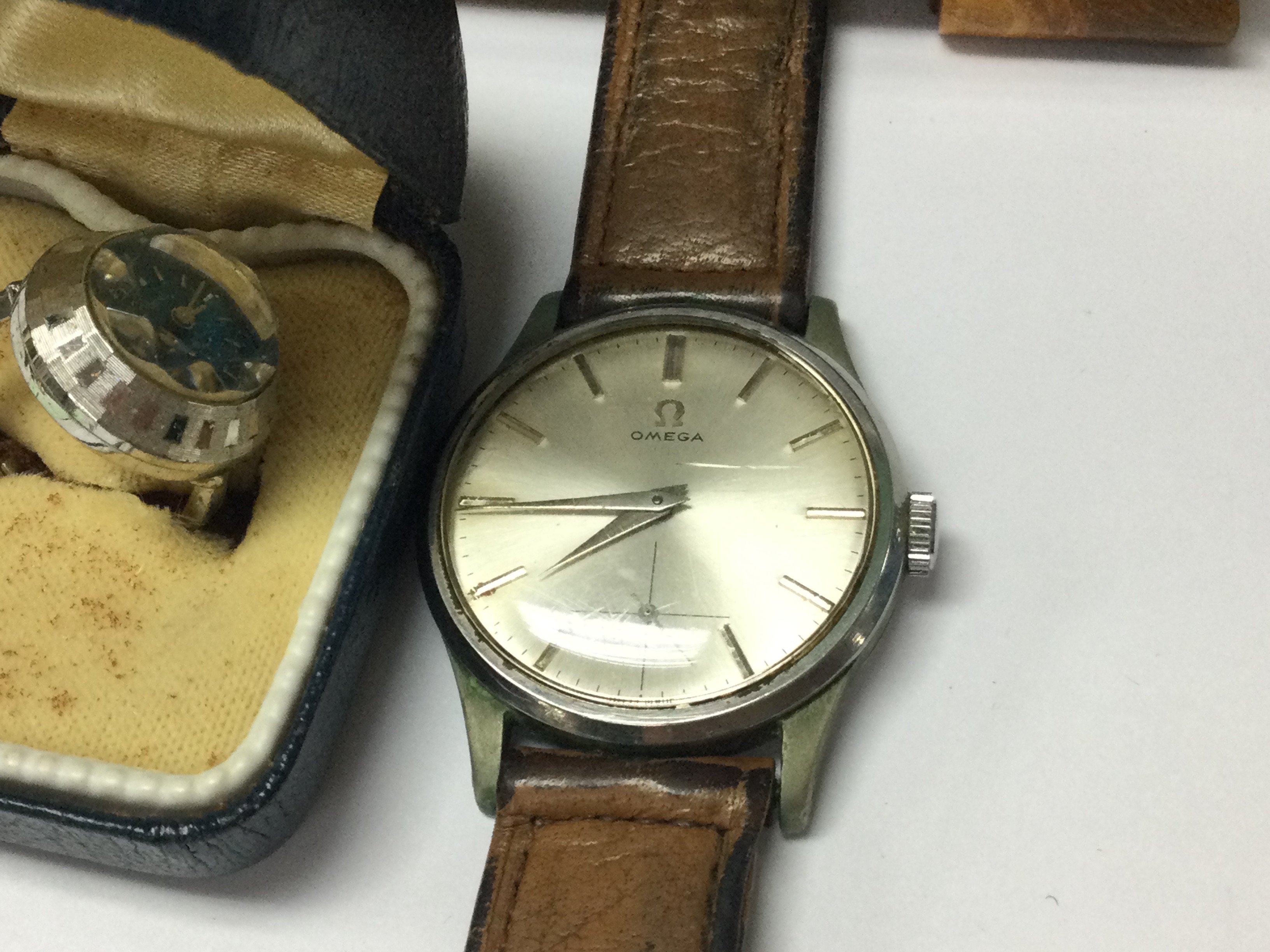 A omega vintage watch together with costume jewellery..