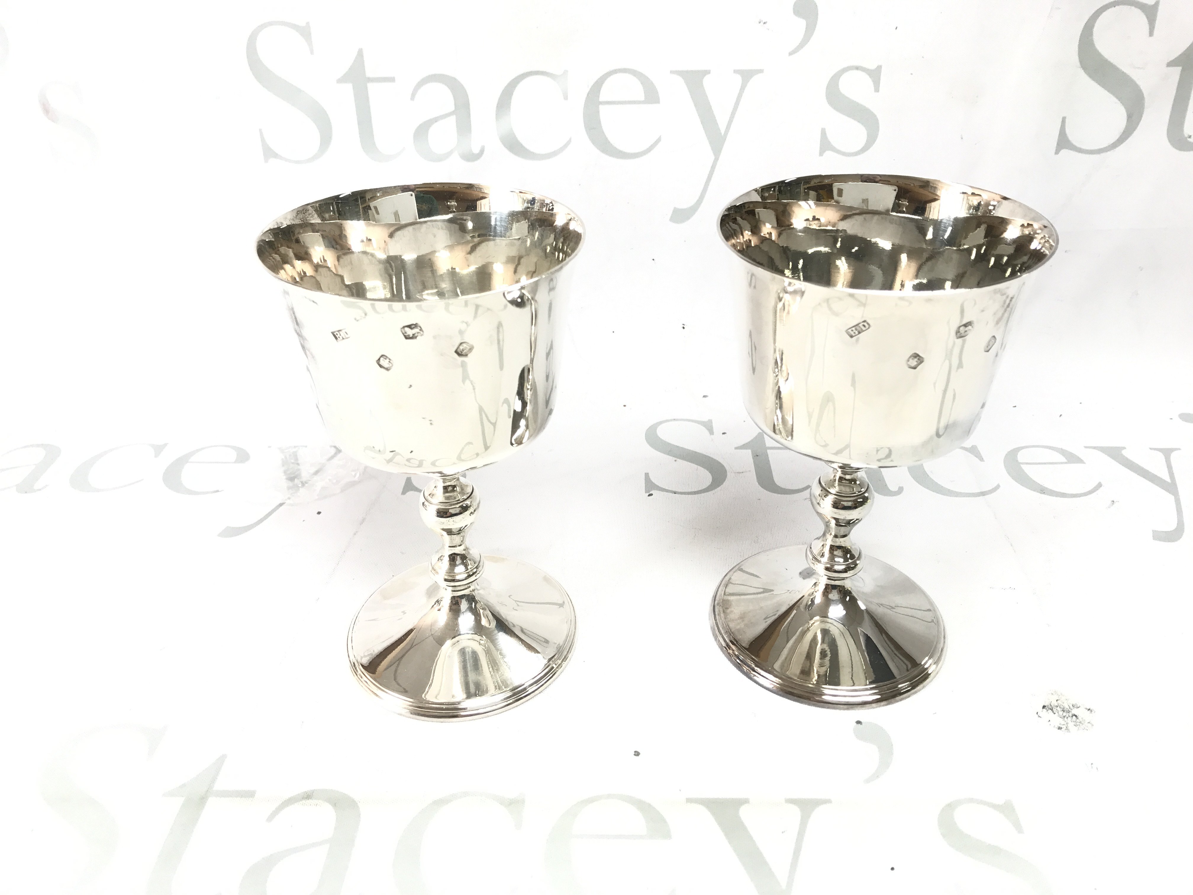 Two silver goblets with Sheffield hallmarks. 530g