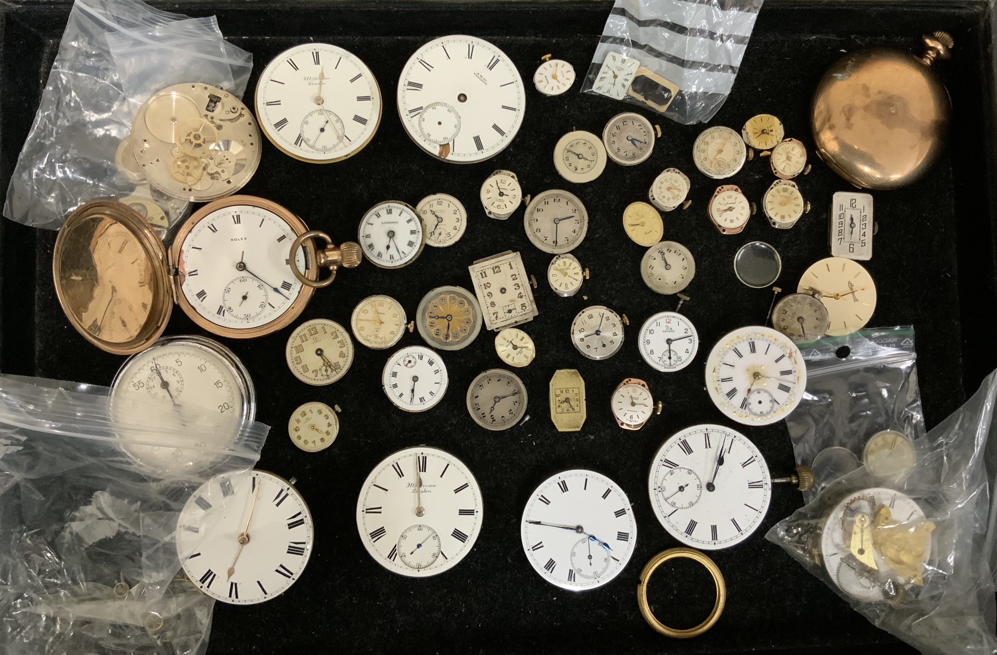 A collection of watch parks and movements including vintage Rolex and Omega. (B)