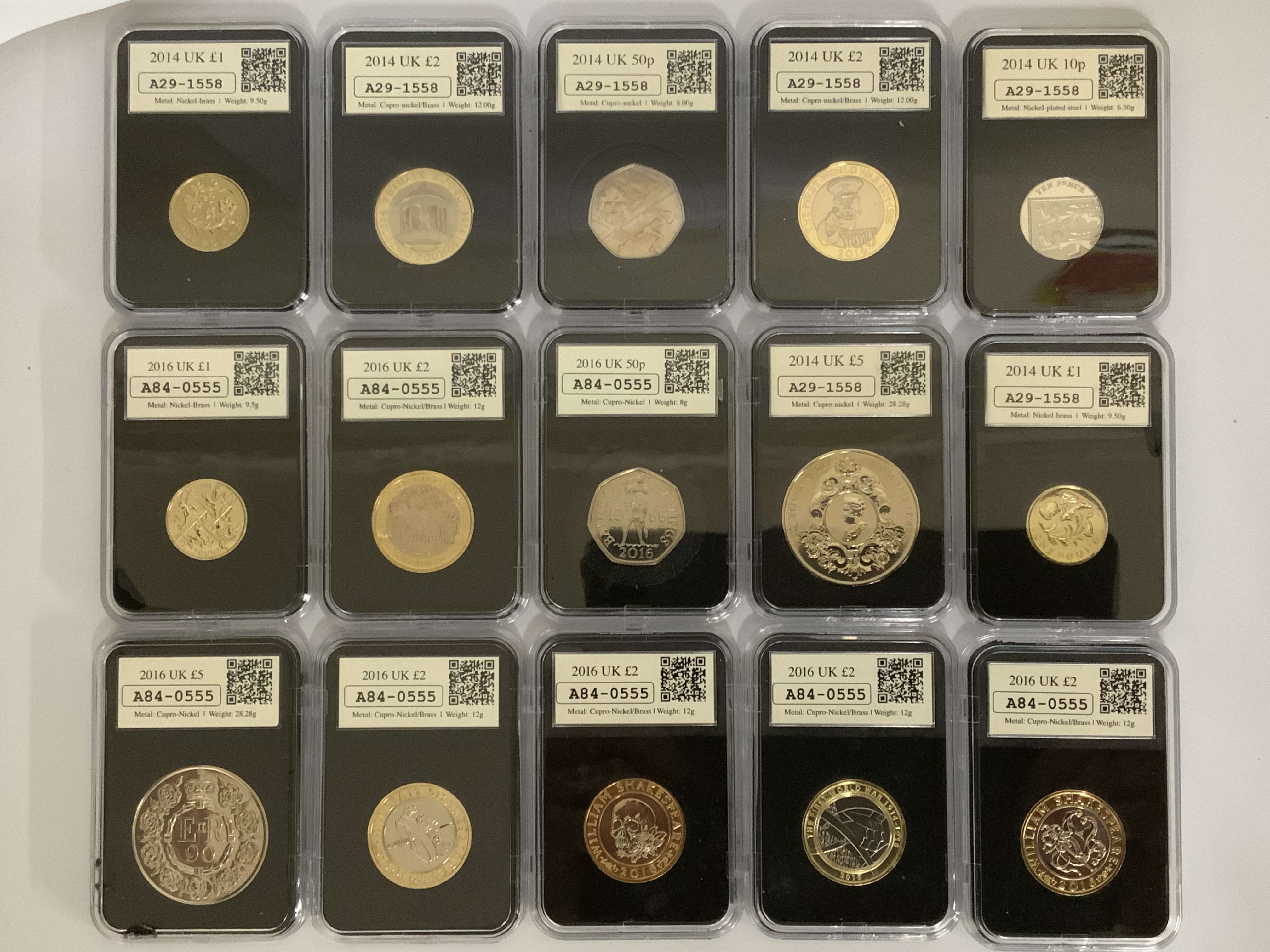 A selection of Datestamp cased uncirculated coinage and 2 cased proof sets. (A)