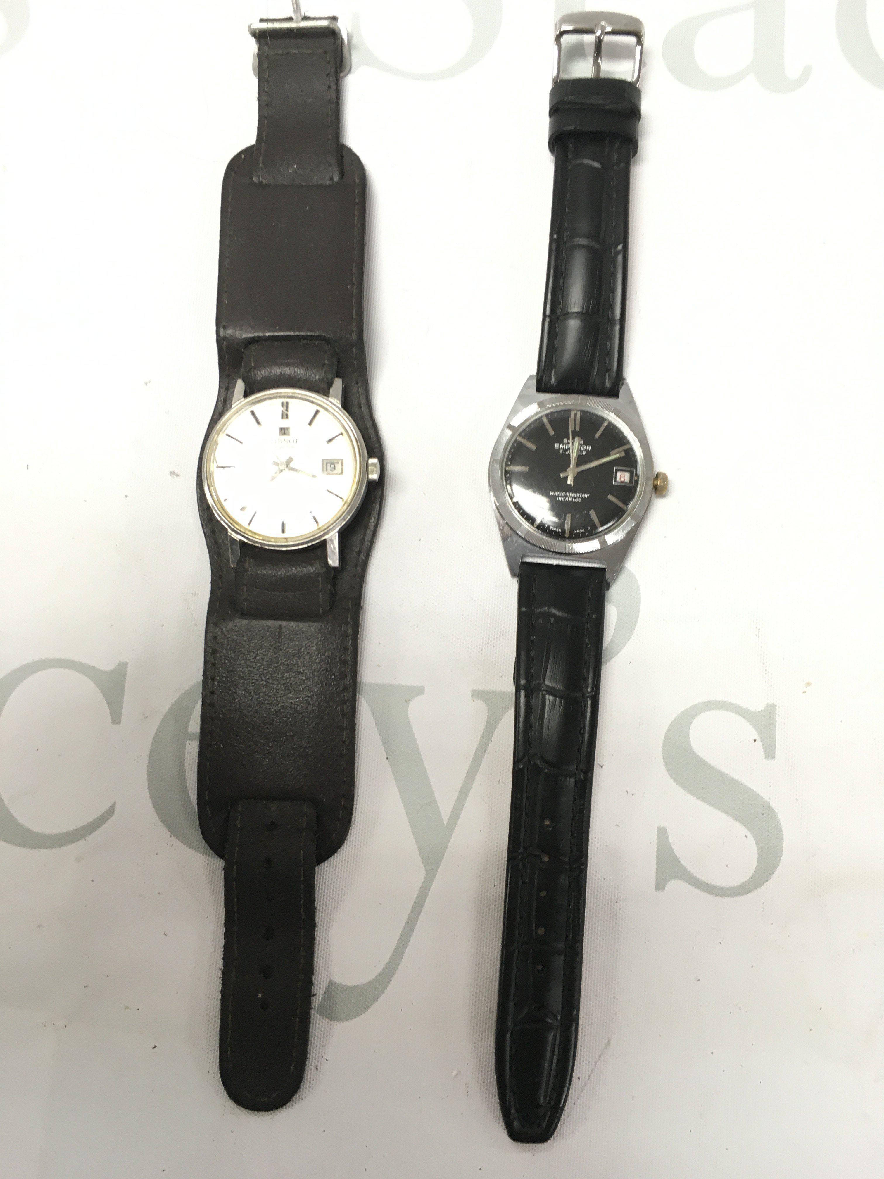 A Tissot Automatic Seastar Watch With A Swiss Emperor 21 Jewels Watch-Both Seen Working.