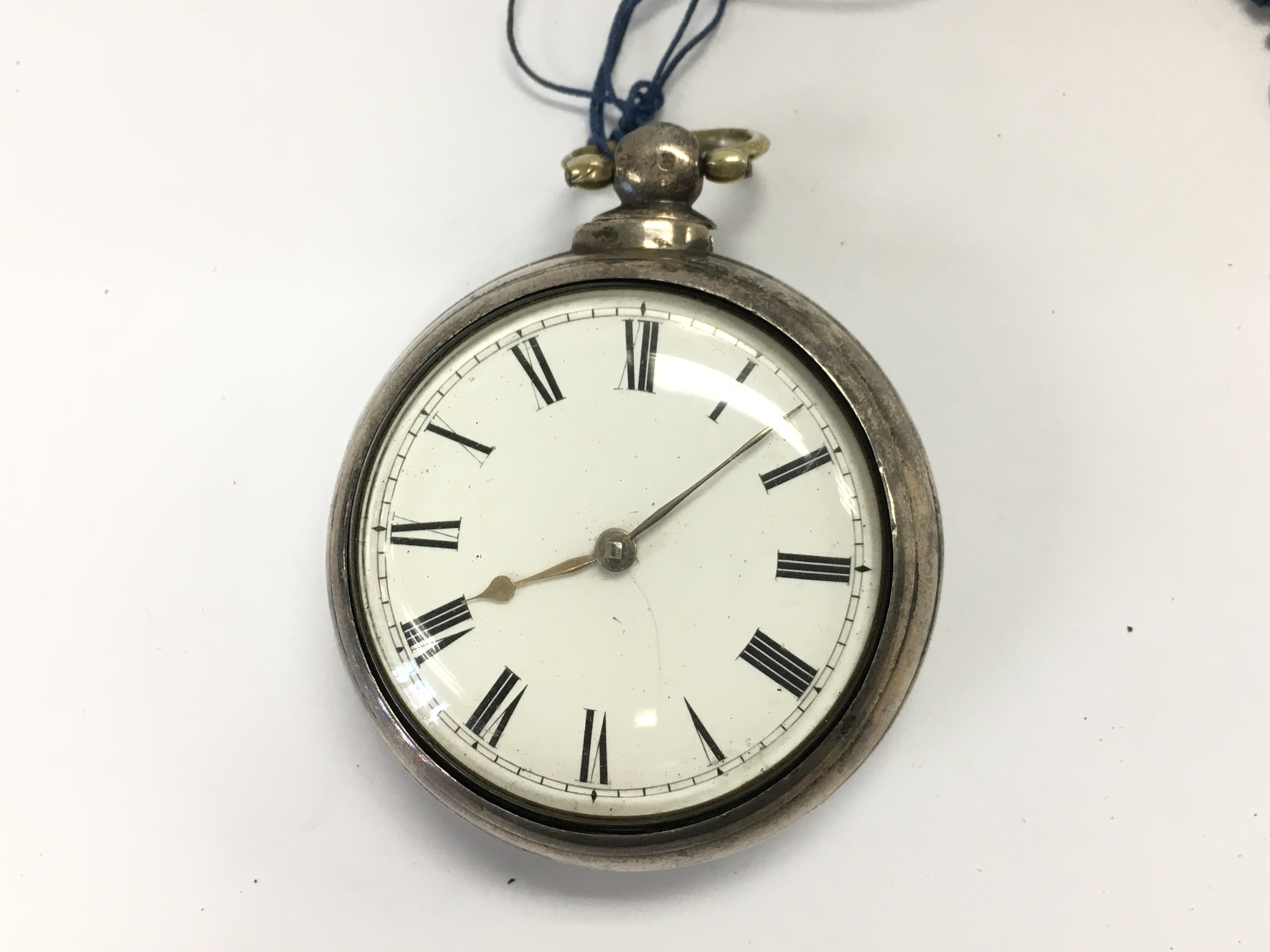 A silver verge pocket watch. Approximately 50 mm case and 170g.