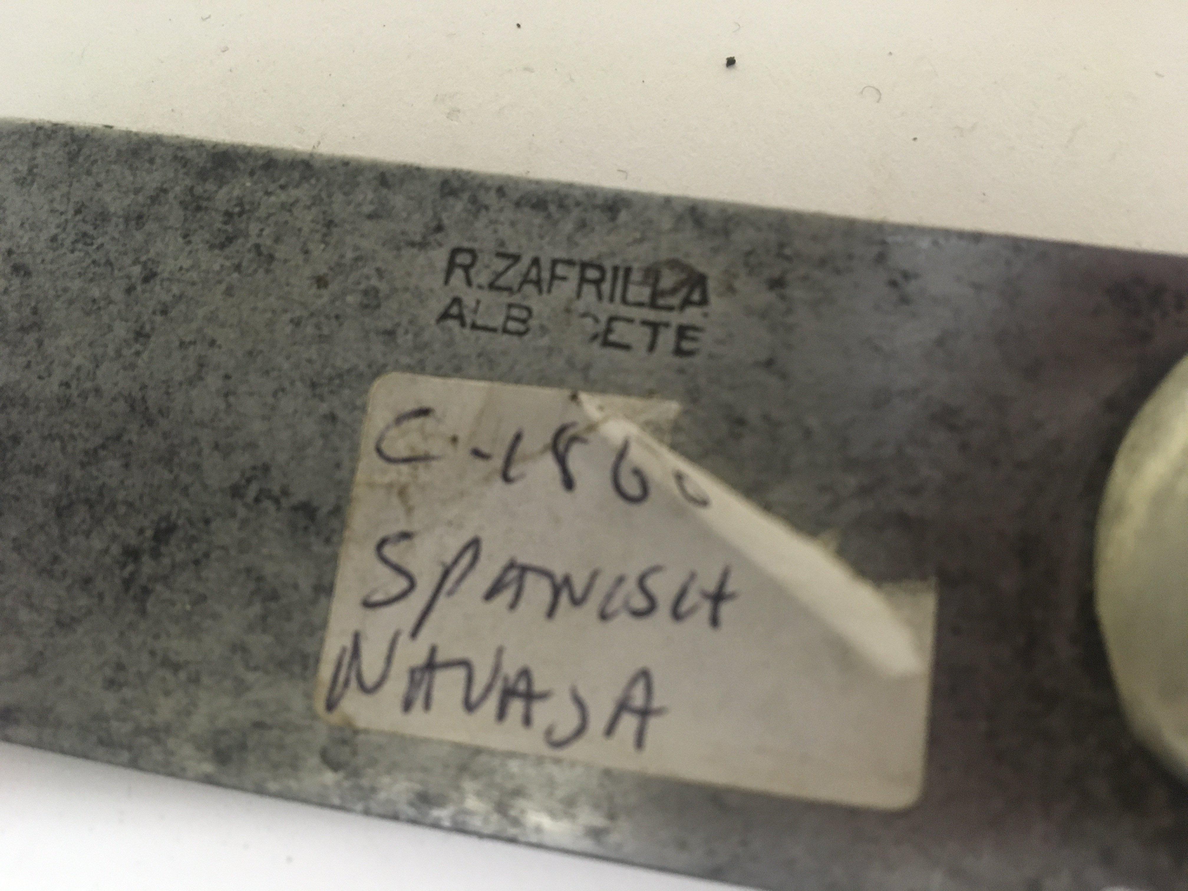 A Vintage Spanish folding knife with a horn handle. The steel blade with makers marks. NO RESERVE