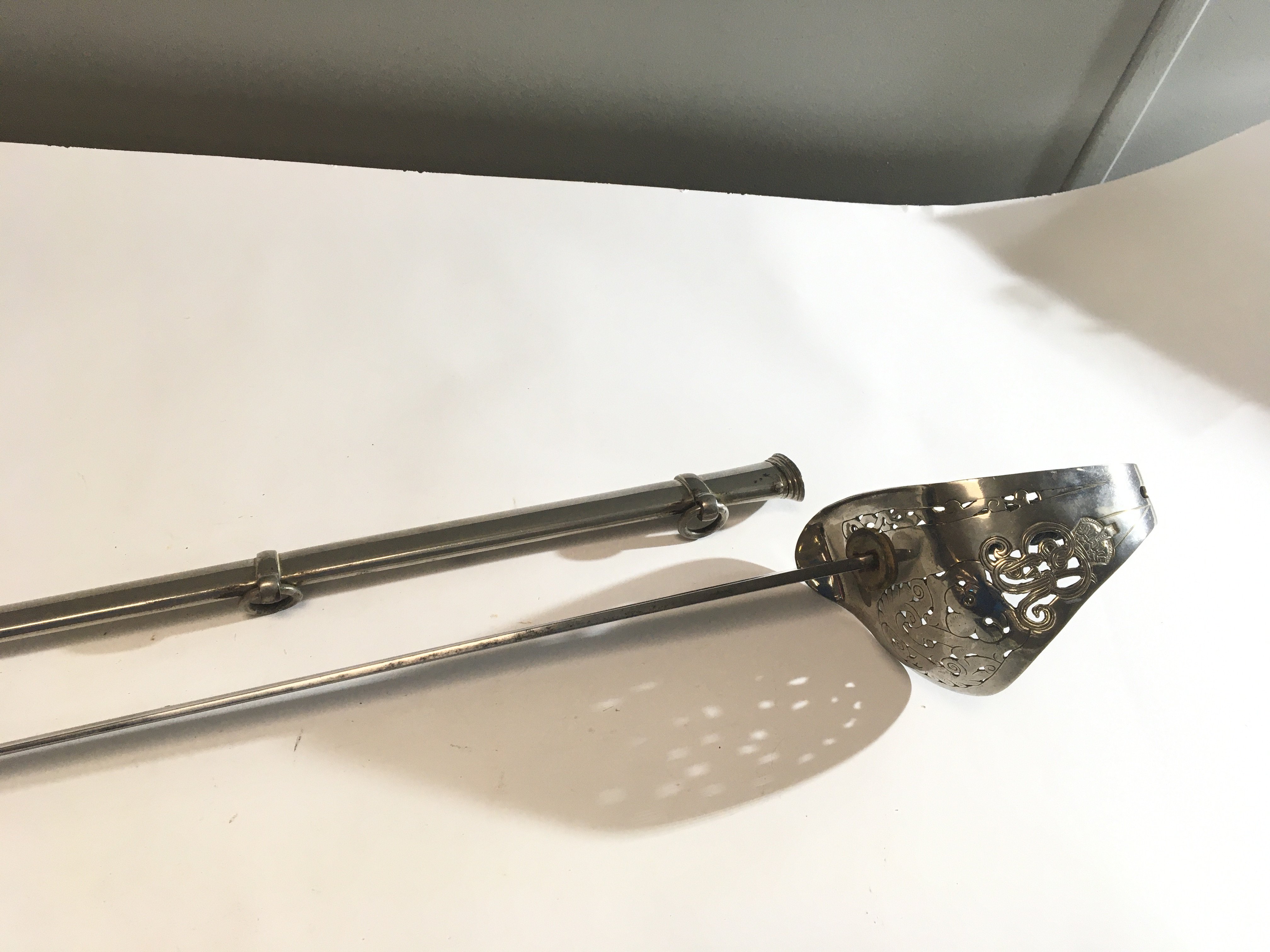 AGeorge V Military officers Cavalry sword with wired grip and steel scabbard. marks to the blade.