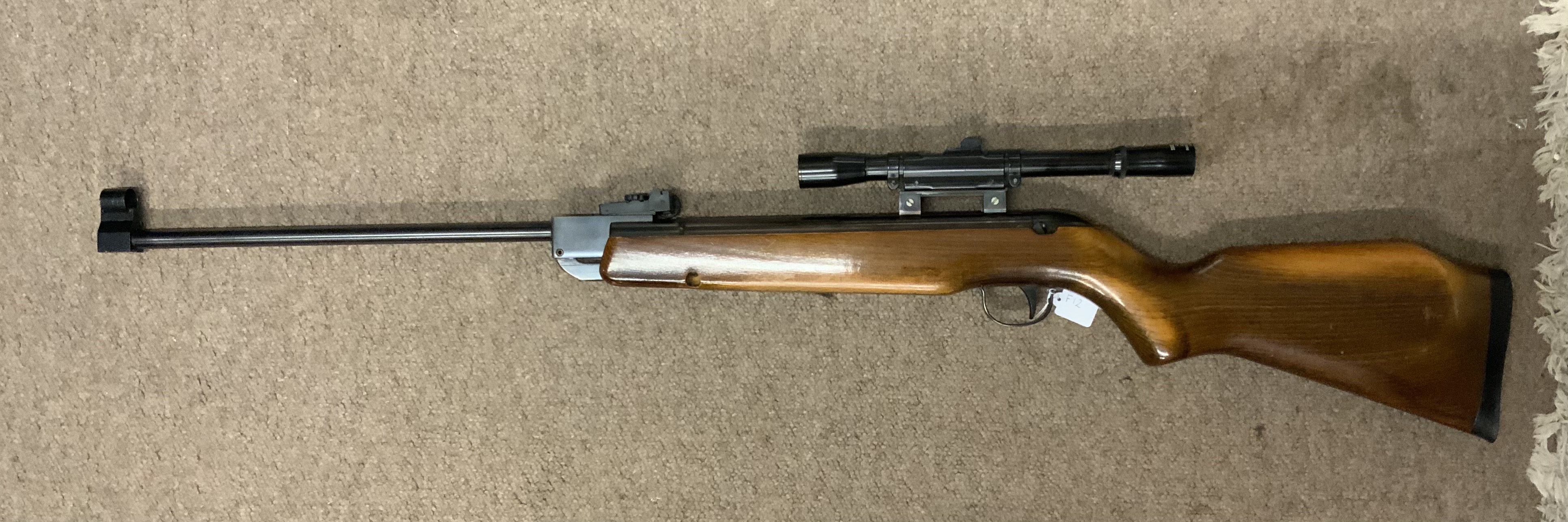 (F12) A 0.177 Cal. Webley & Scott Hawk MK3, c.1977 fitted with a Sussex armoury 4 X 20 scope. (D)