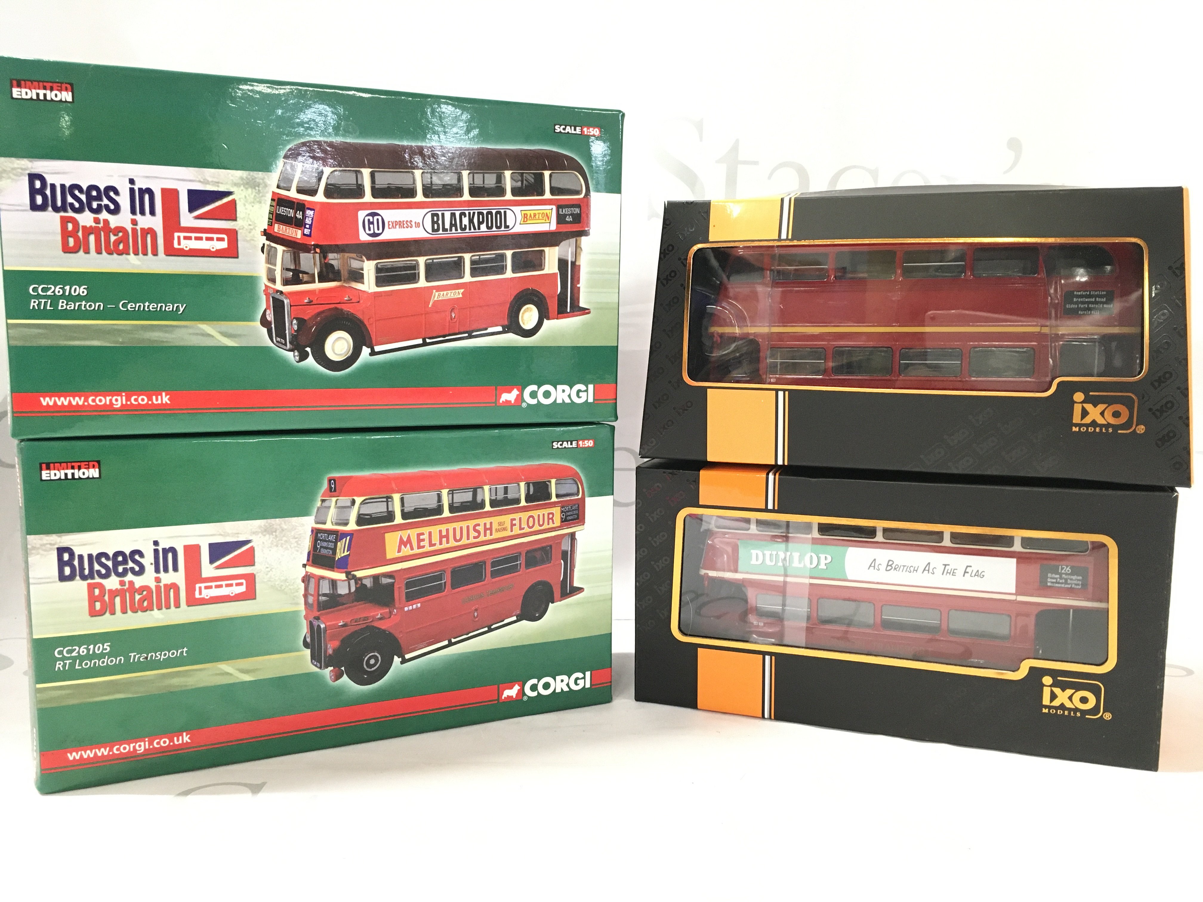 4X Boxed Buses By Corgi and IXO. 1/50 Scale.