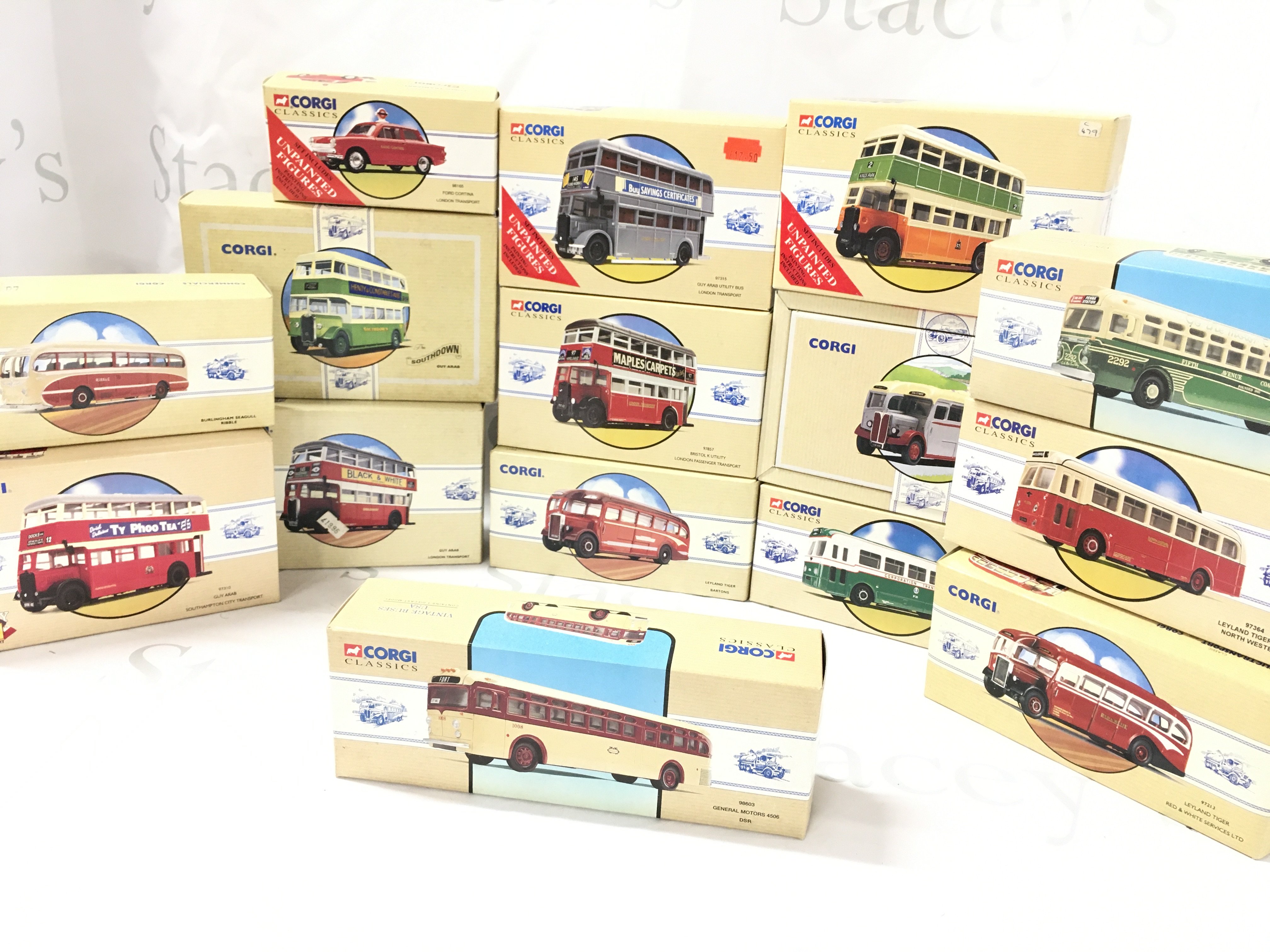 A Collection Of Boxed Corgi Classic Buses.