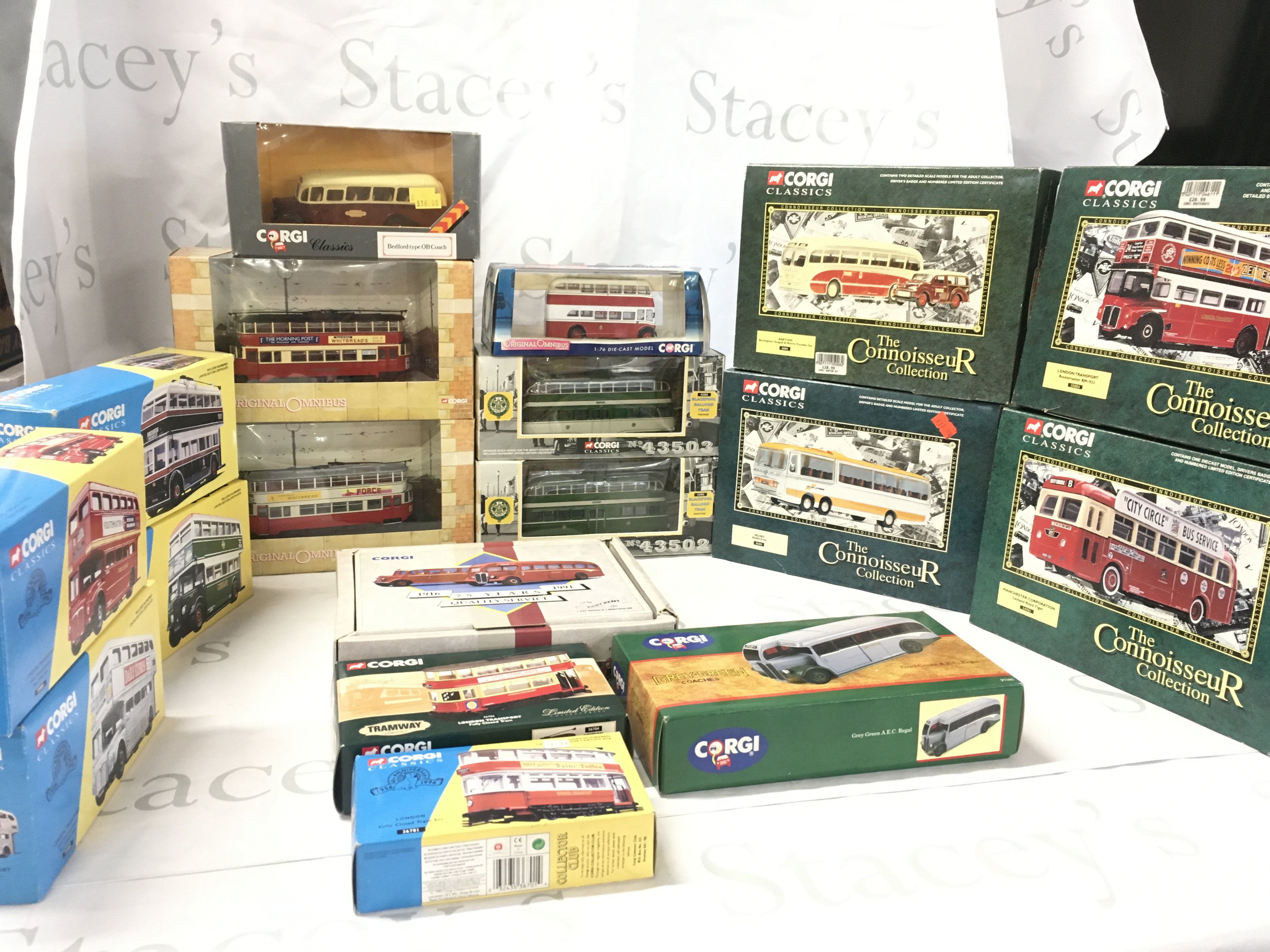 A collection of boxed Corgi Classics comprising buses and Trams. No reserve