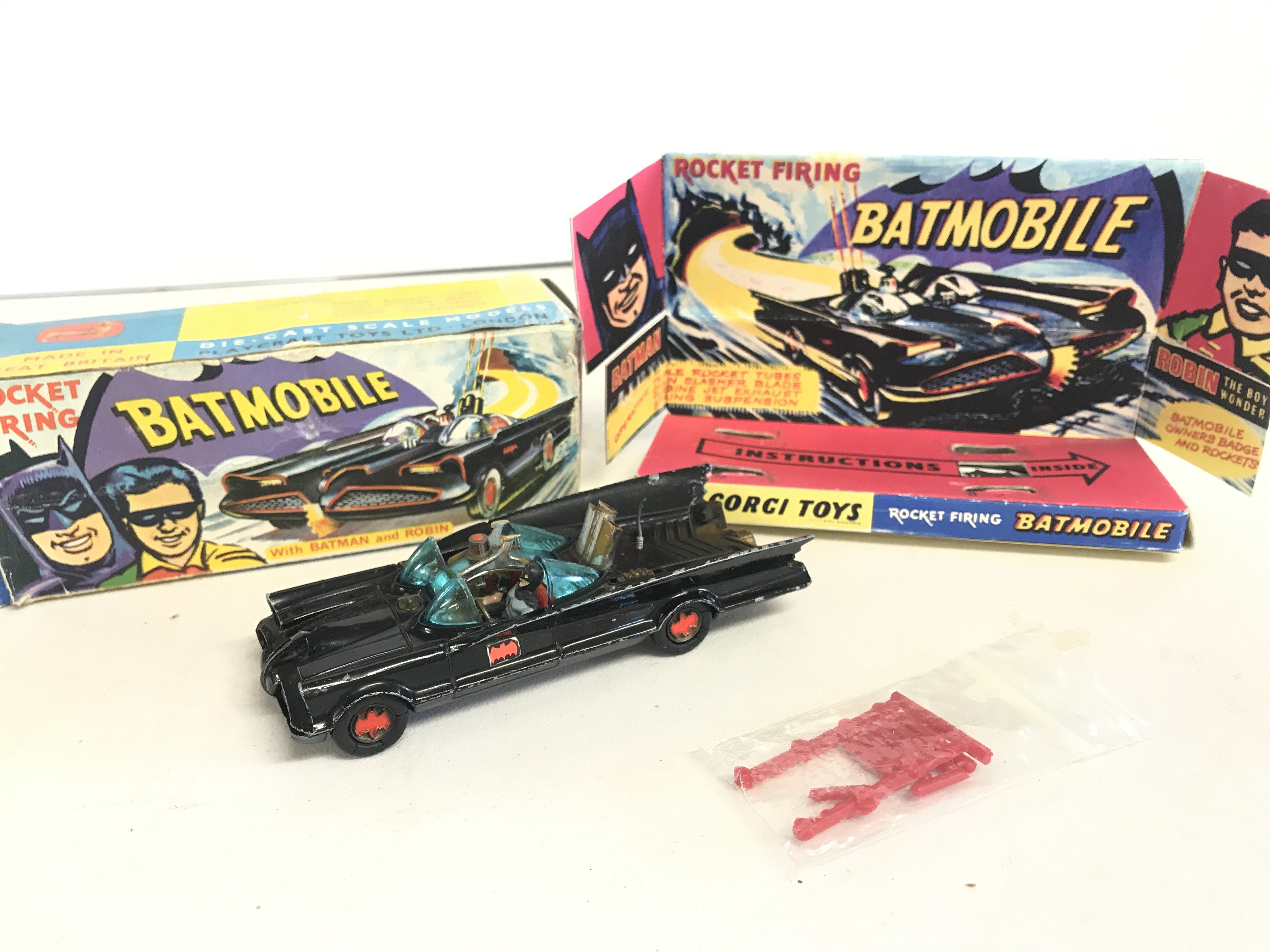 A Boxed Corgi Batmobile #267 Part Of Outer Box Is Original. The Rest Is Repro.
