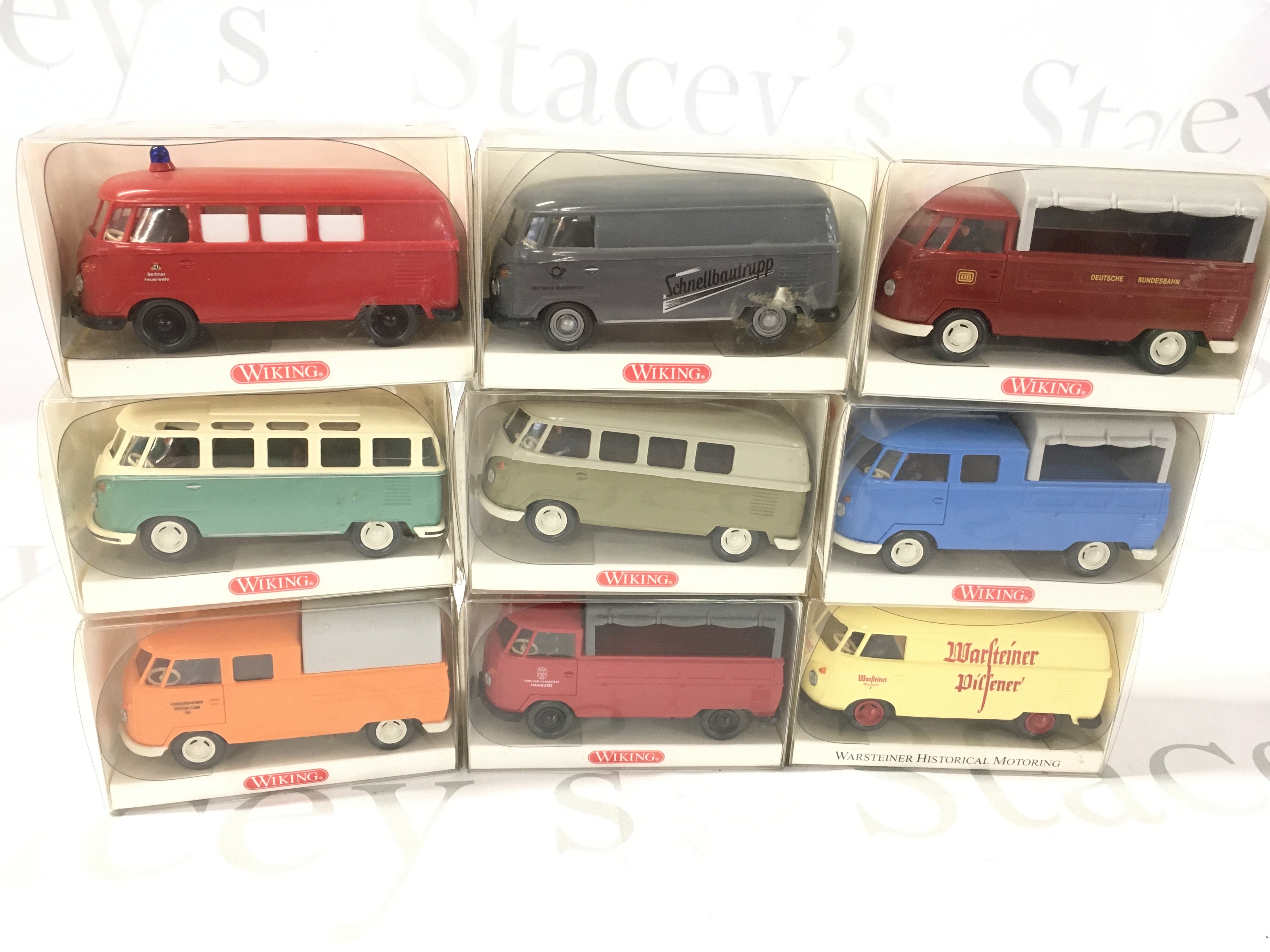 A collection of 9 boxed model Volkswagen vans by Wiking. No reserve