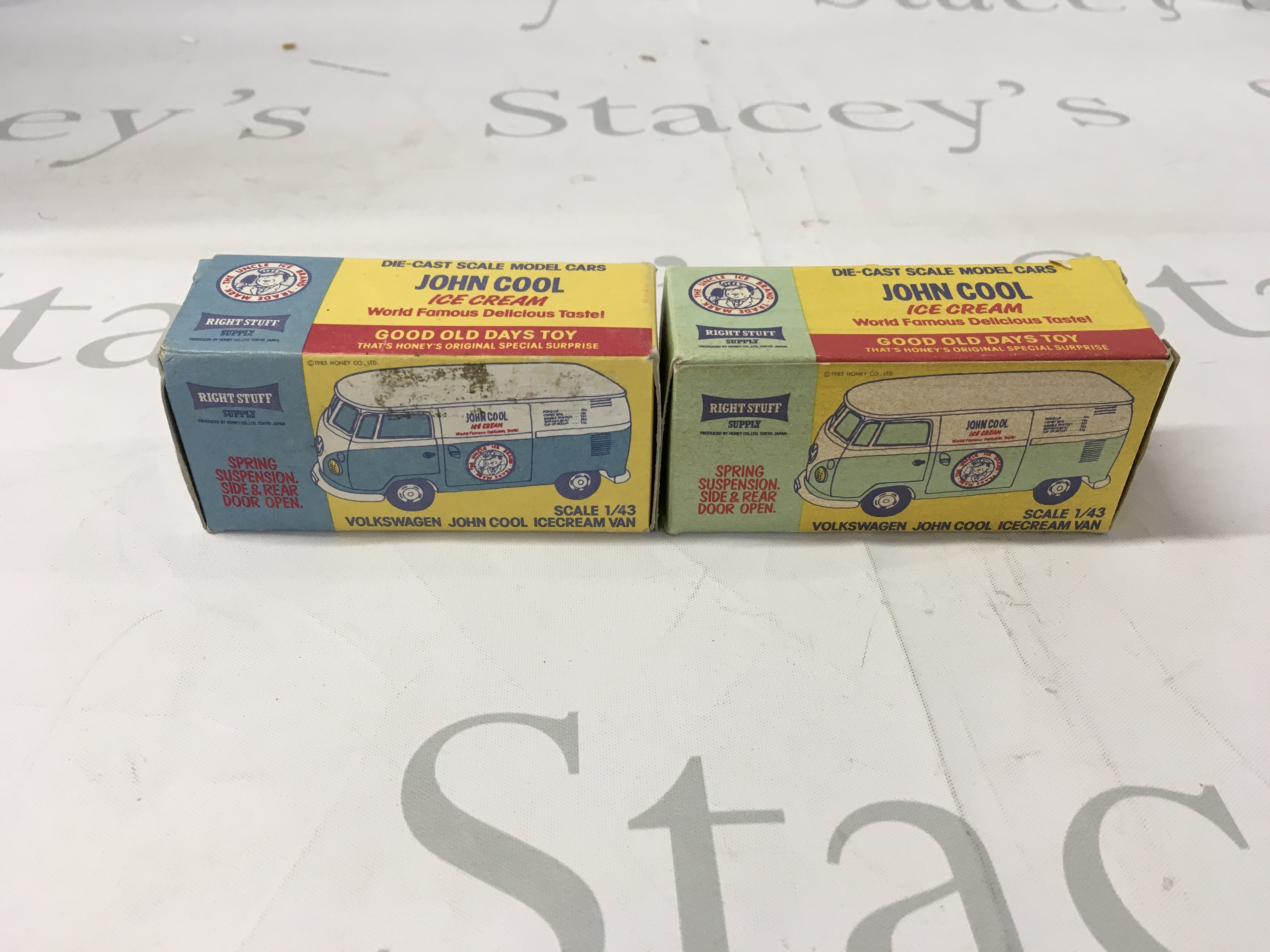 2 x boxed diecast model Volkswagen John Cool ice cream vans. No reserve