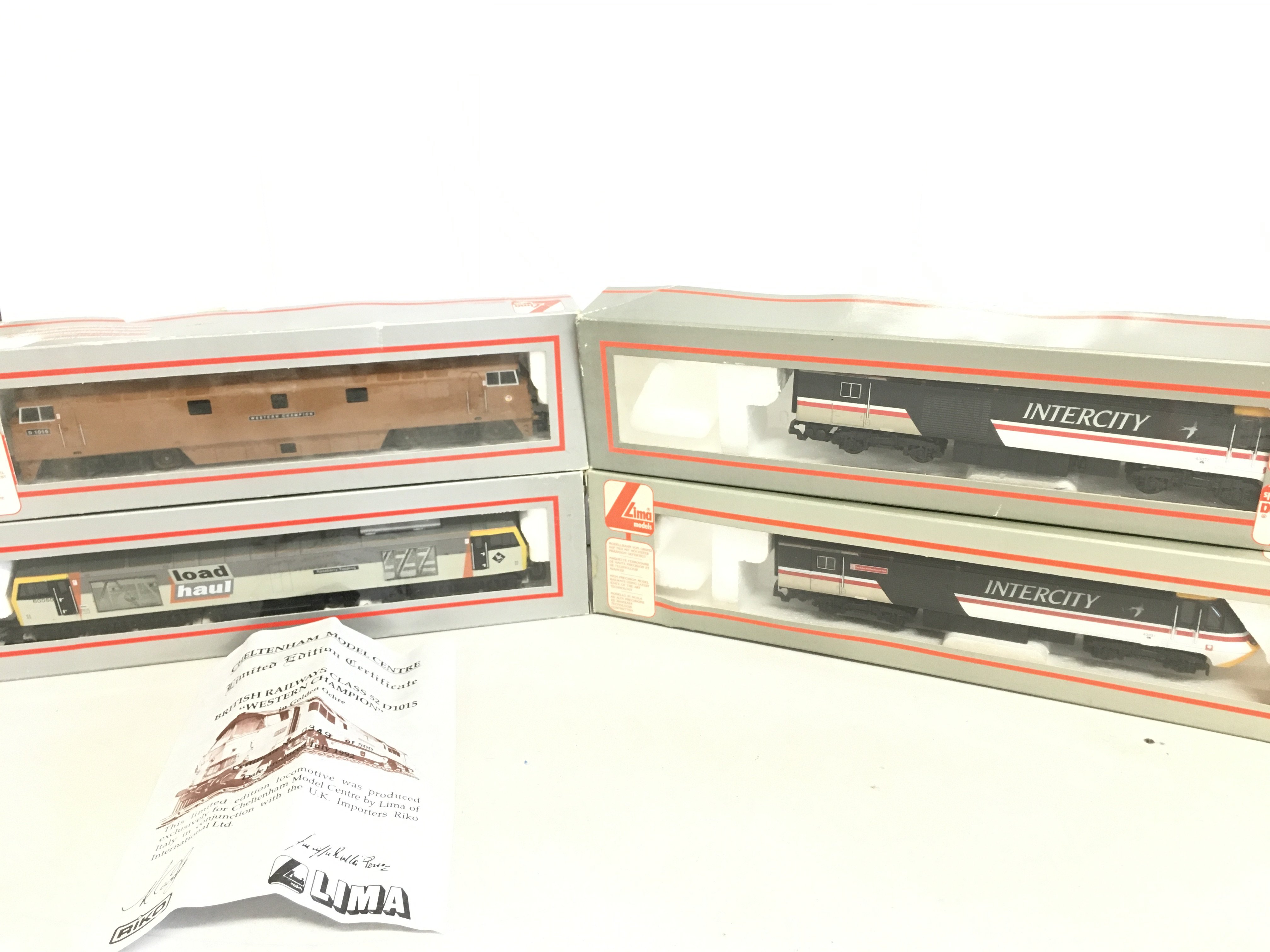 3 Boxed Lima 00 Gauge Locomotives Including A British Railways Class 52 D1015. A Imtercity The Duke And Duchess Of York (with Dummy Car) etc.
