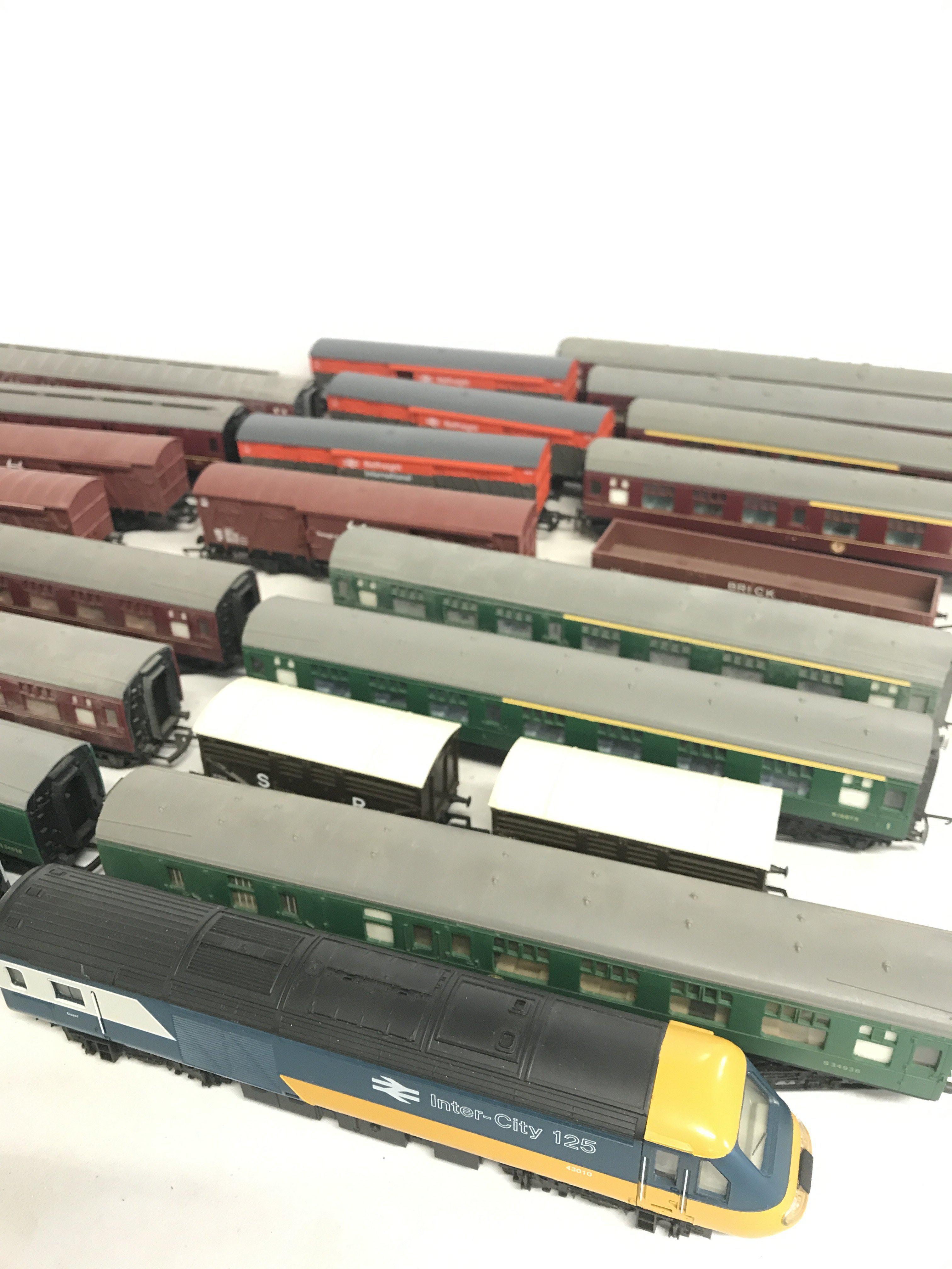 A Collection Of 10 Hornby 00 Gauge Locomotives. Coaches And Wagons.