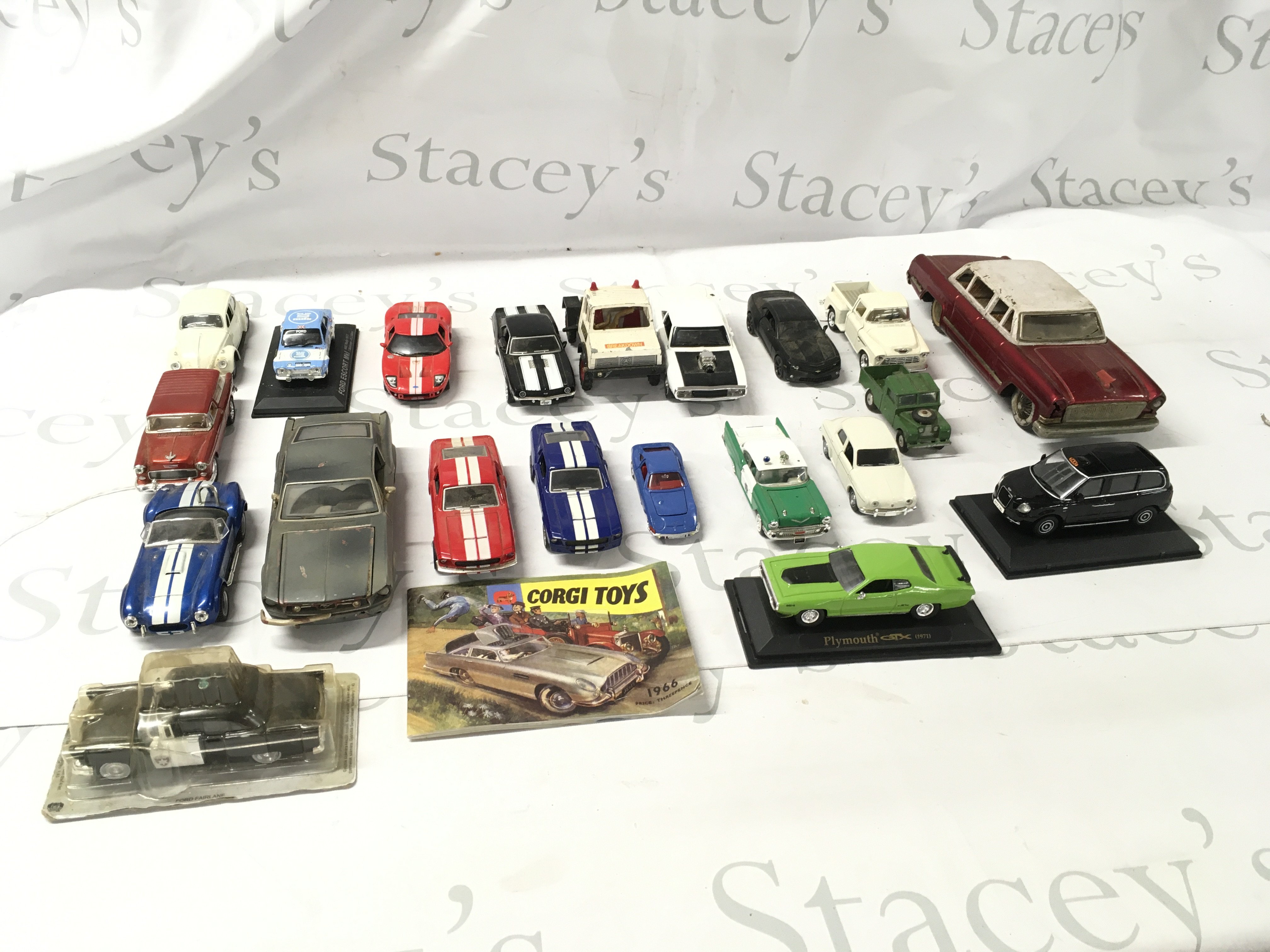 An assorted collection of model cars, mostly diecast but includes 1 tin friction model and a Willys Dauphine. No reserve
