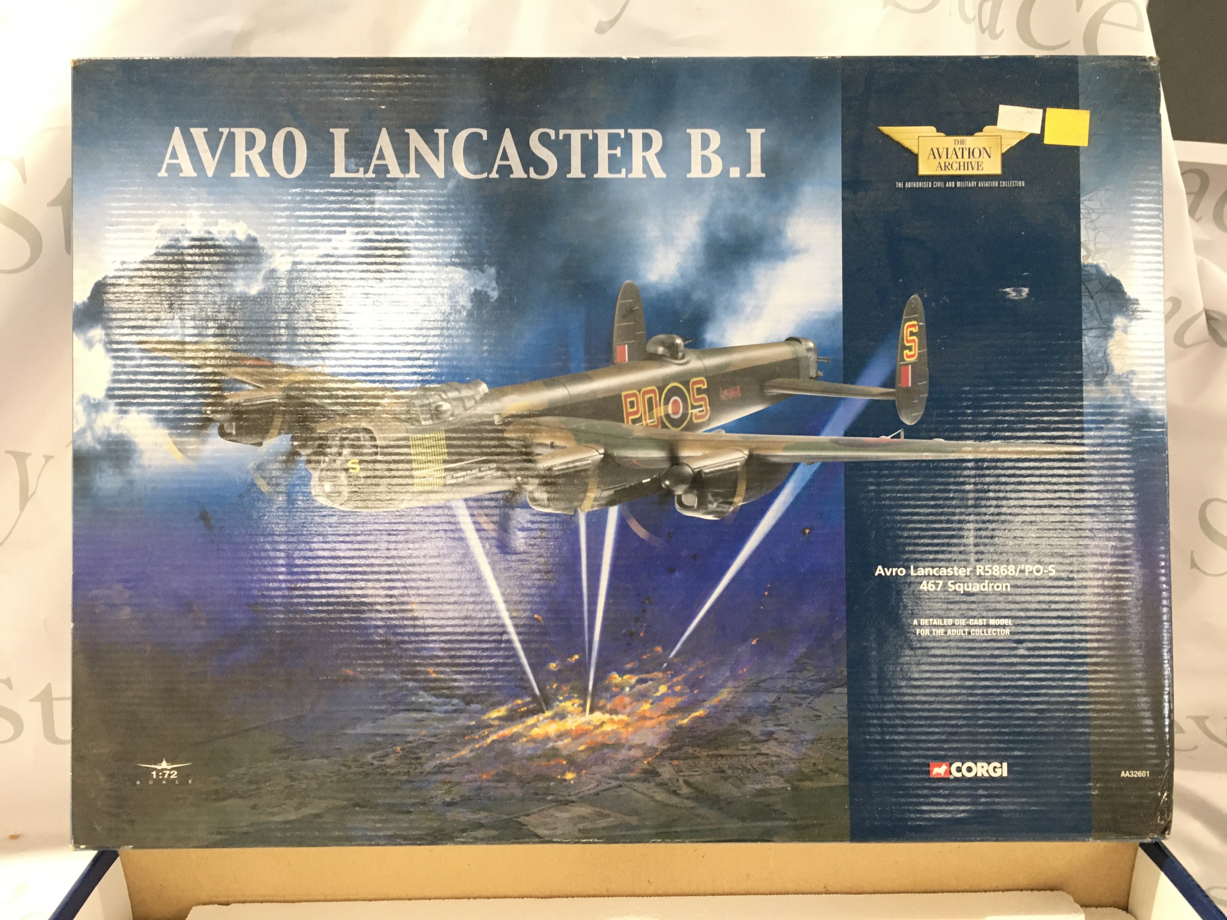 A boxed Corgi Aviation Archive model plane featuring AA32601 Avro Lancaster. No reserve