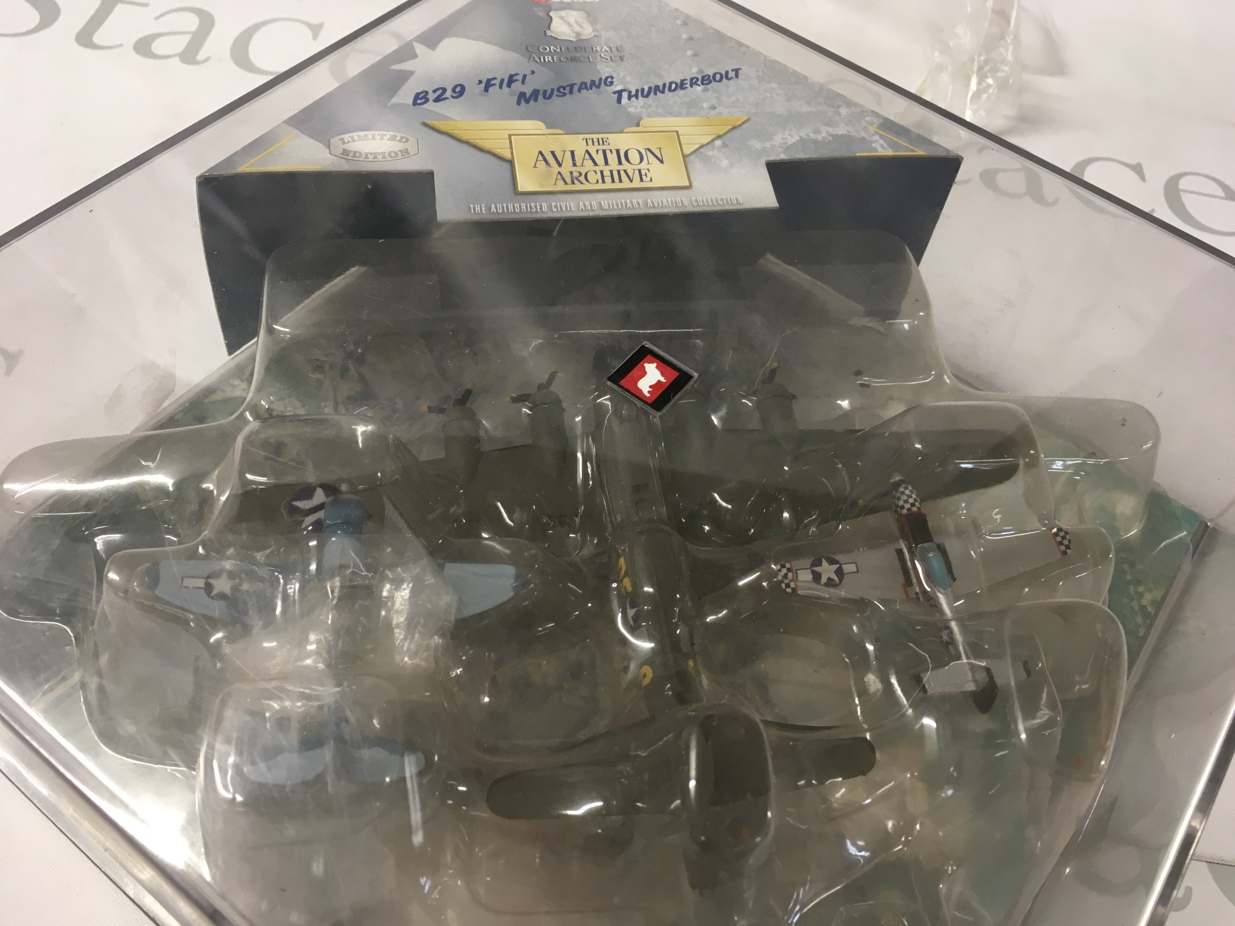 A corgi Aviation Archive featuring 49506 B29..Mustang..Thunderbolt. In presentation case. No reserve