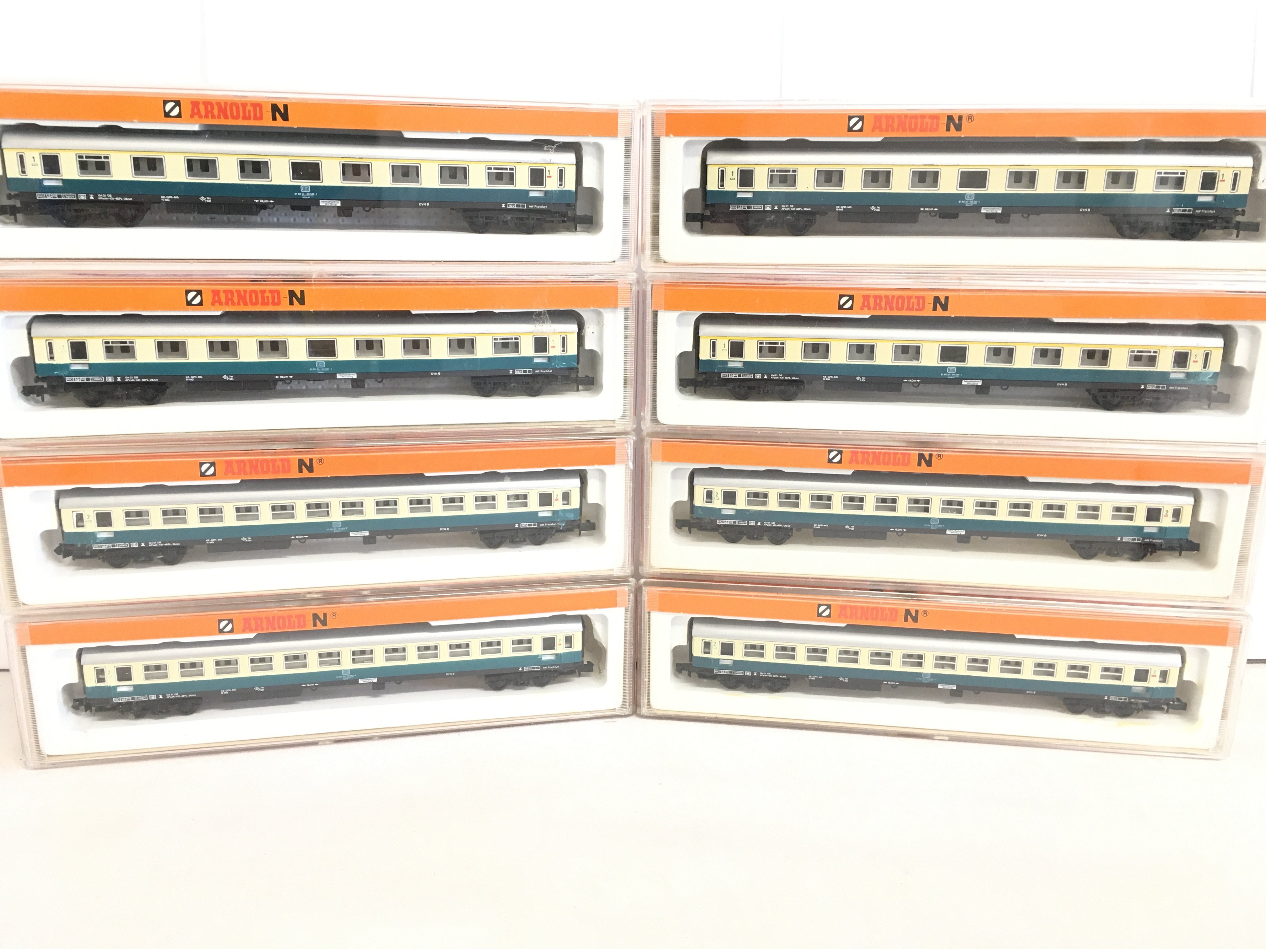 8 X Boxed German Arnold N Gauge Coaches No Reserve.