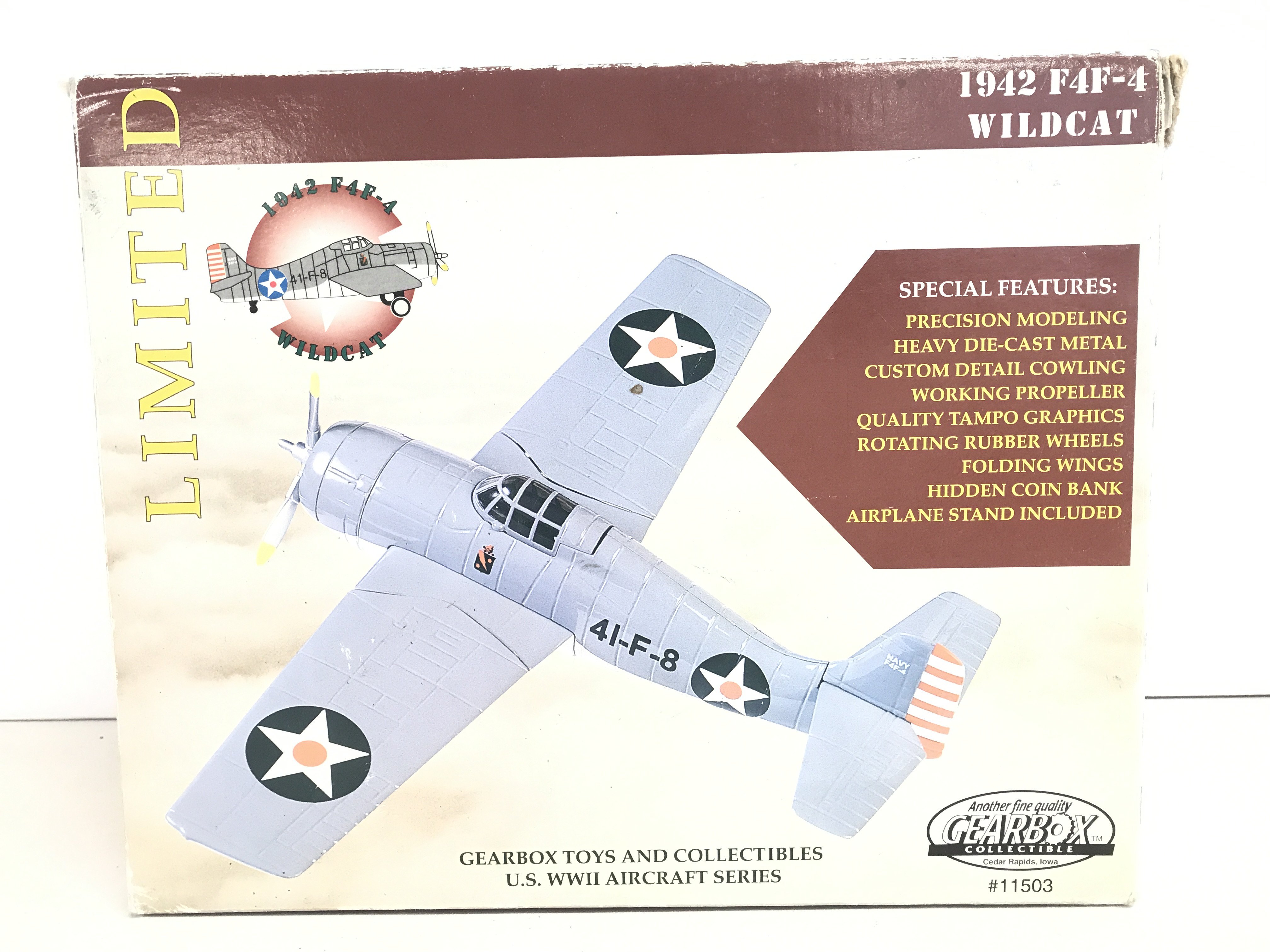 A Boxed Gearbox Collectibles 1942 F4F-4 Wildcat.