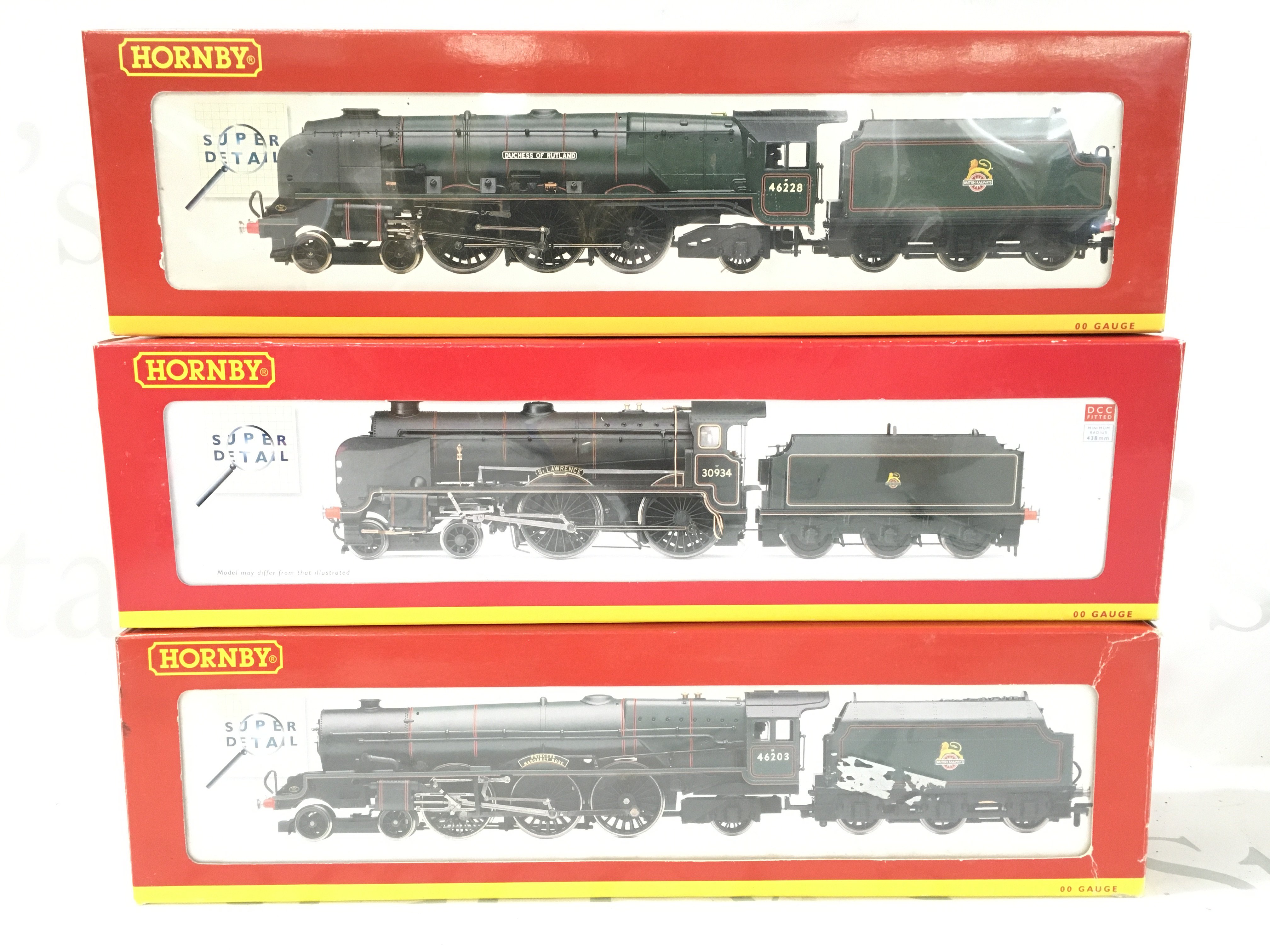 3 X Boxed Hornby 00 Gauge Locomotives. A BR Duchess Class #R2231. A Schools Class Locomotive #R2844X And A Princess Class #R2226.