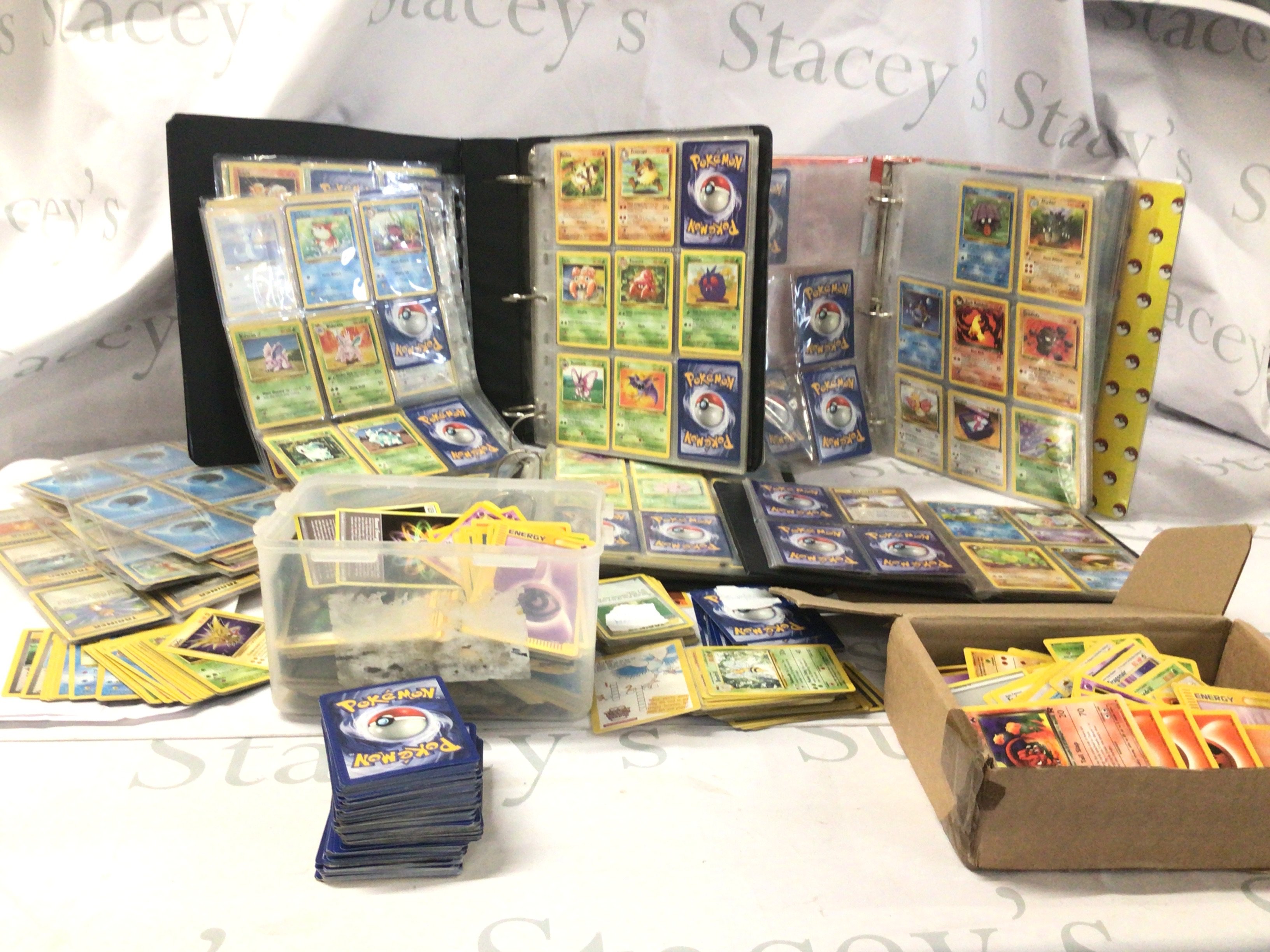 A large collection of vintage Pok&eacute;mon cards, some mounted in albums otherwise loose.