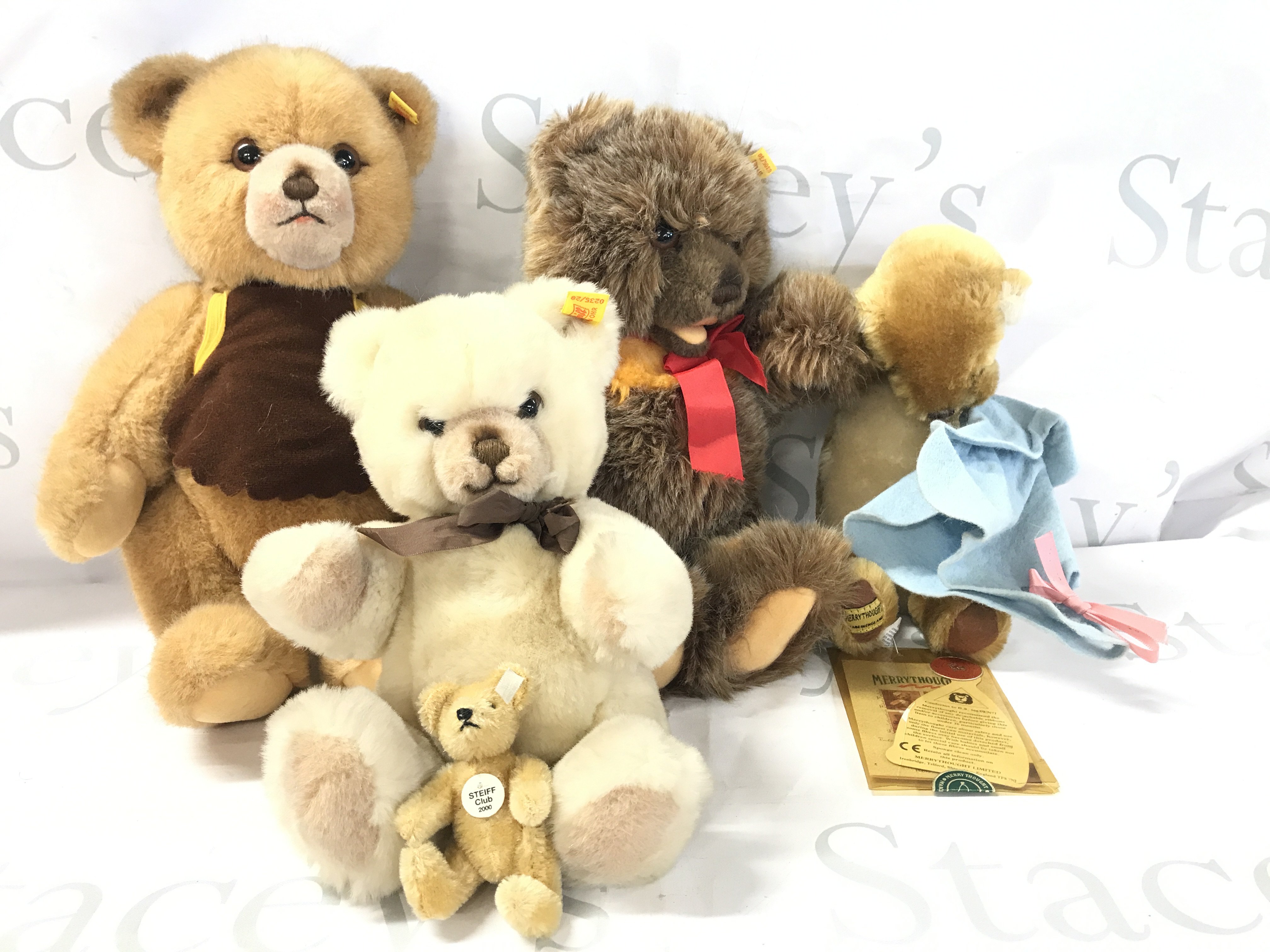 4 X Steiff Bears And 1 Merrythought. No Reserve.