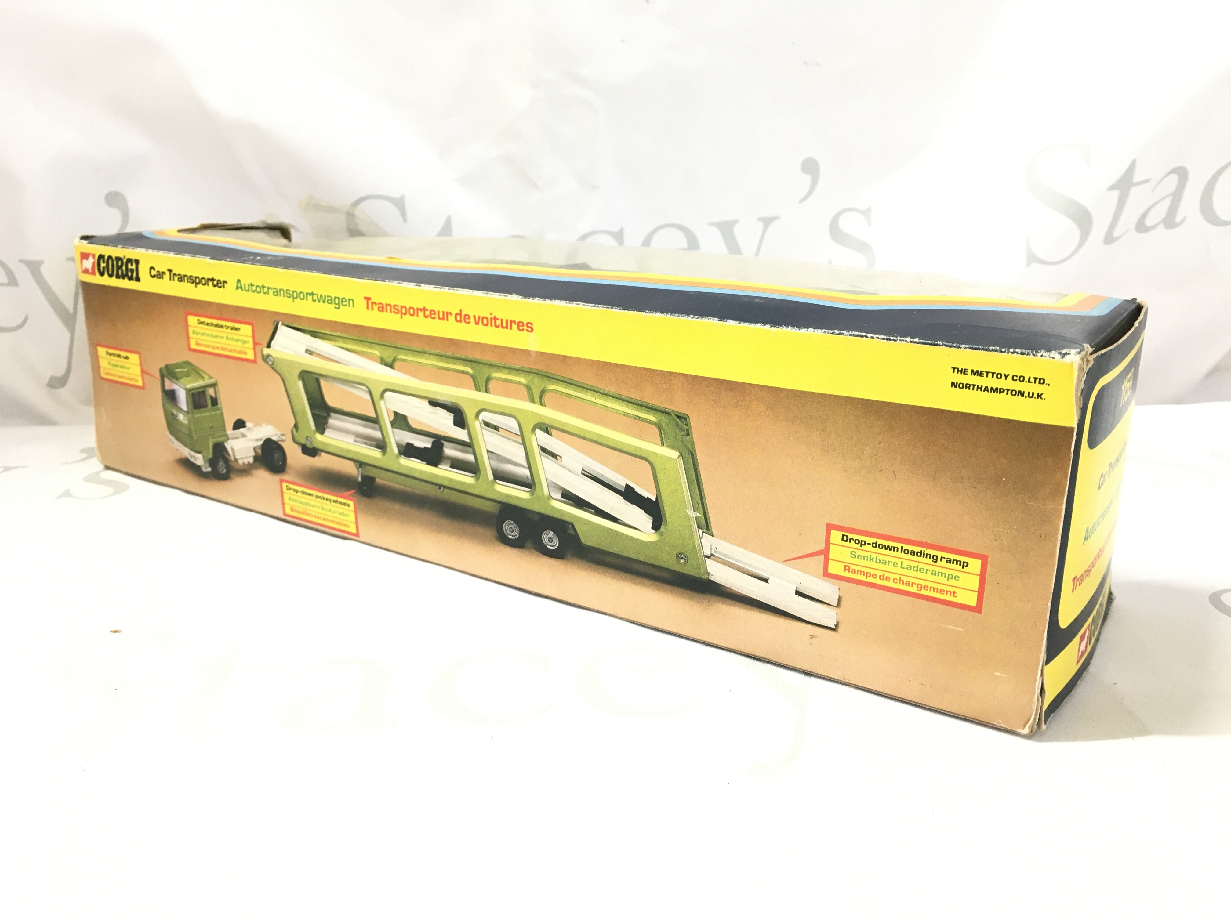 A Boxed Corgi Car Transporter #1159. Window Has Damage.