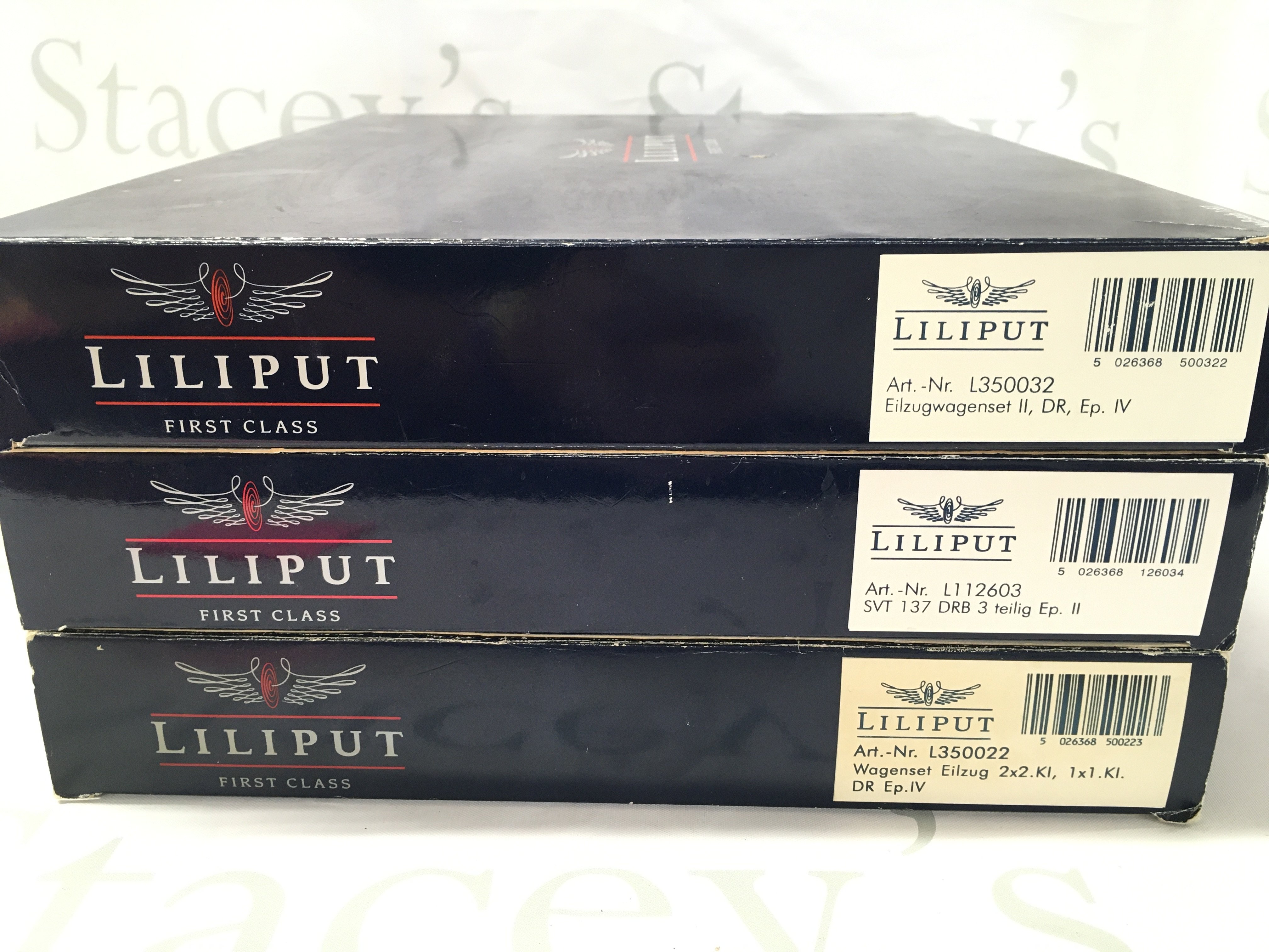 3 Boxed Lilliput H0 Sets Including Regional Coach Set #L350022. (3).