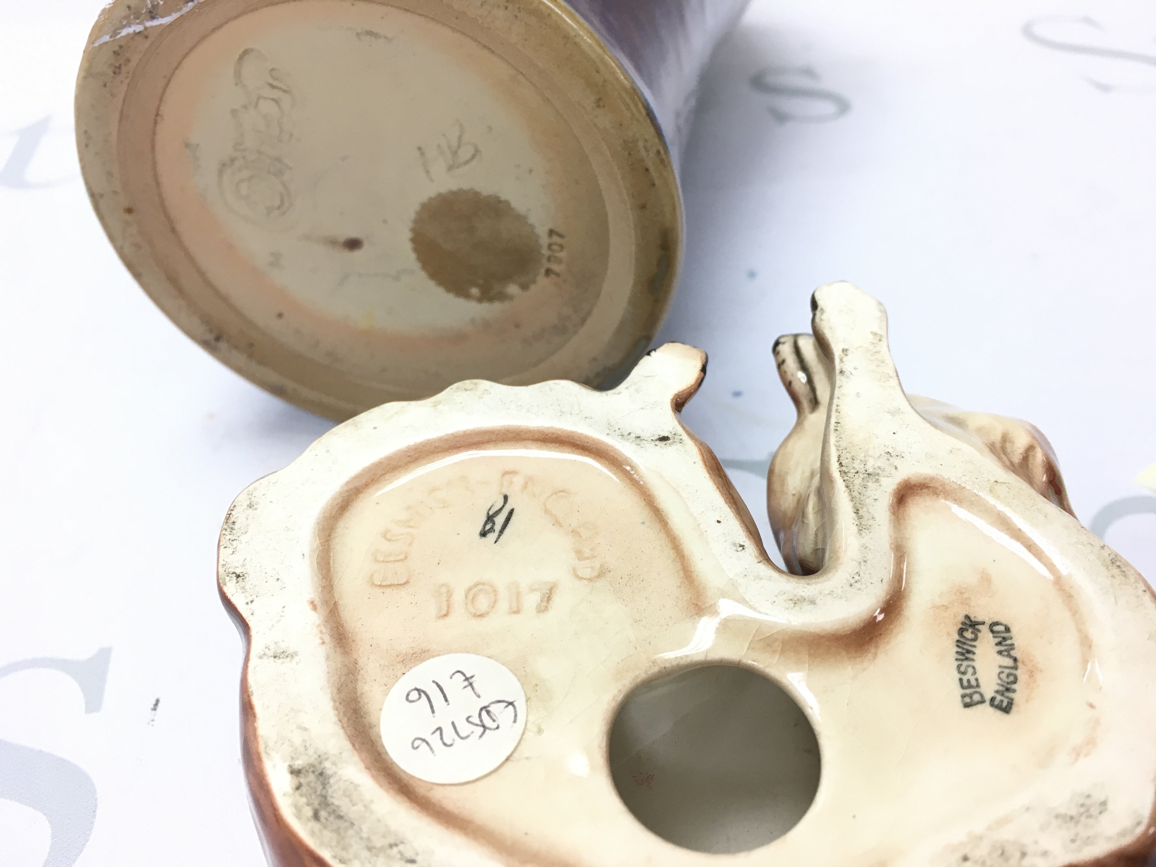 Royal Doulton vase and Beswick porcelain fox figure. This lot cannot be posted NO RESERVE