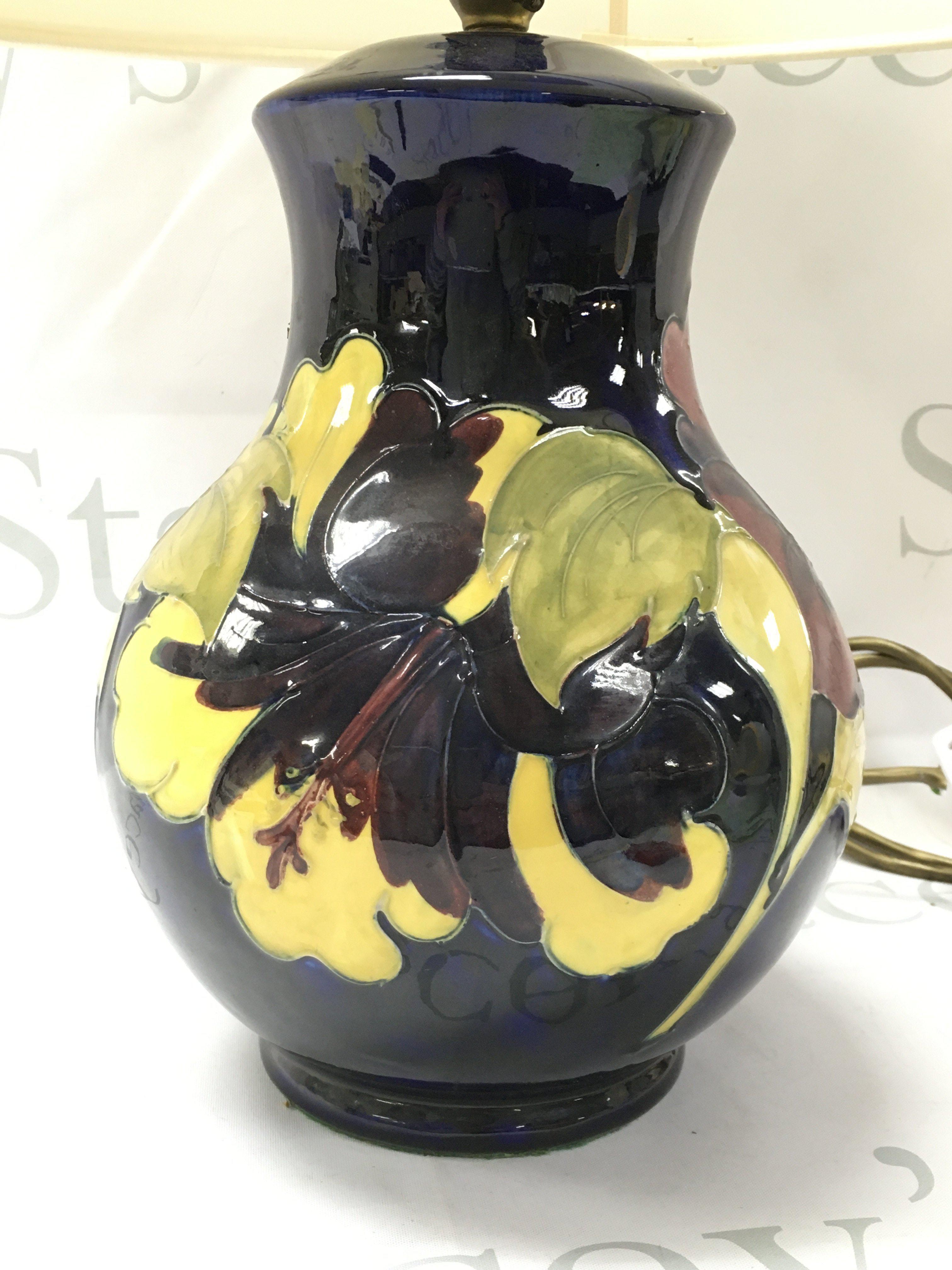 A Moorcroft Hibiscus ceramic lamp , 52.5cm tall NO RESERVE