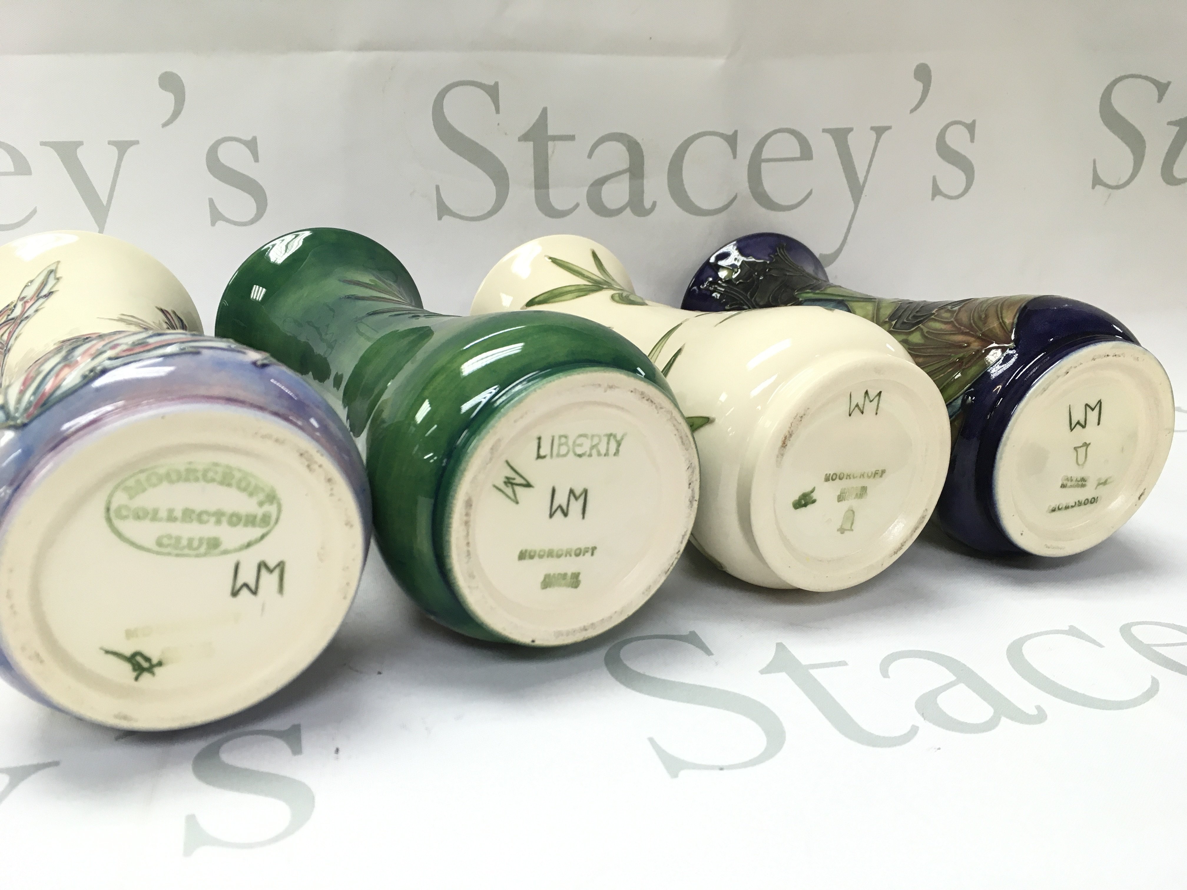 Moorcroft vases signed WM , no obvious damage or restoration