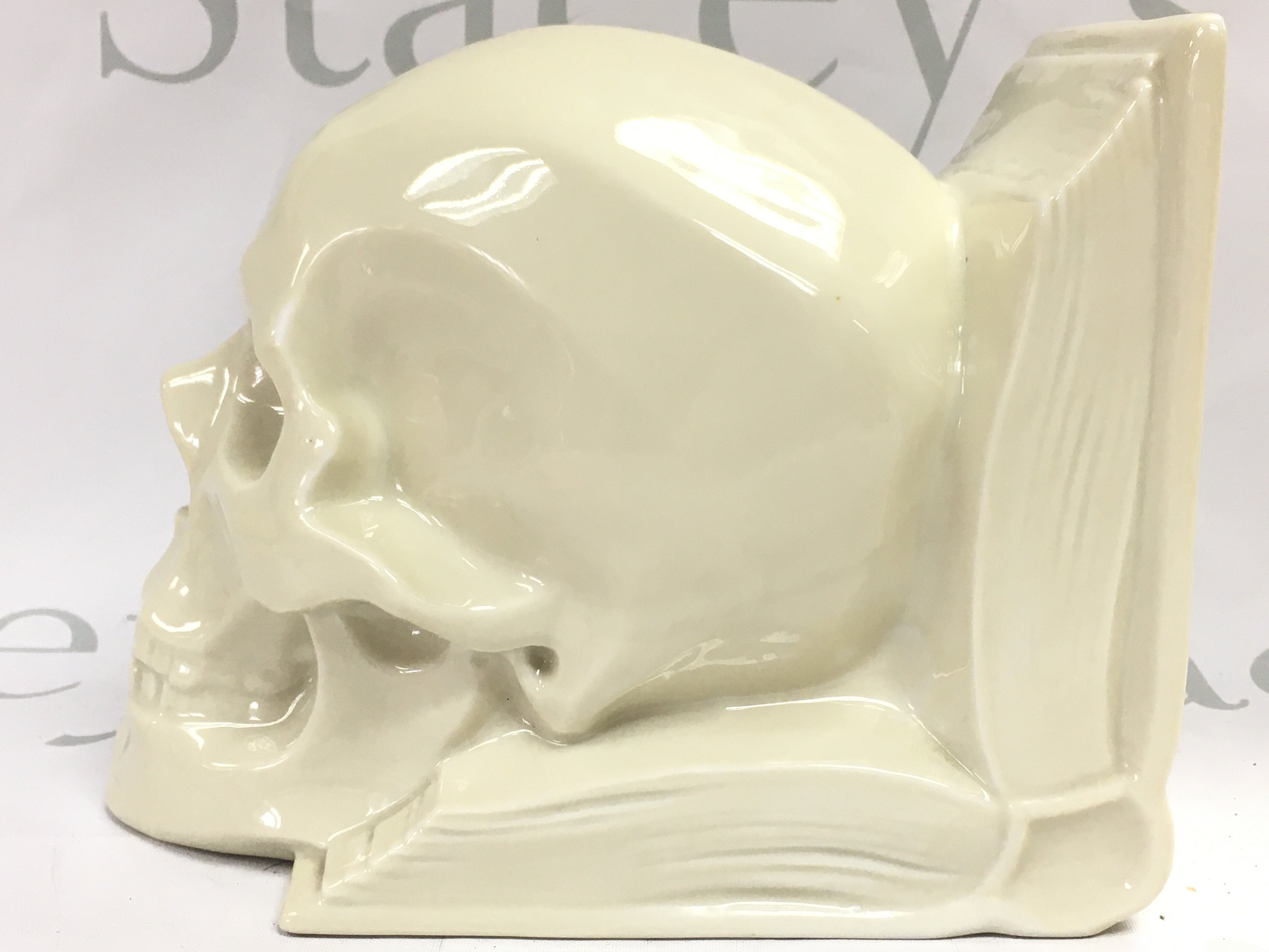 A rare Hungarian Herend ceramic skull bookend, no obvious damage or restoration . This lot cannot be posted
