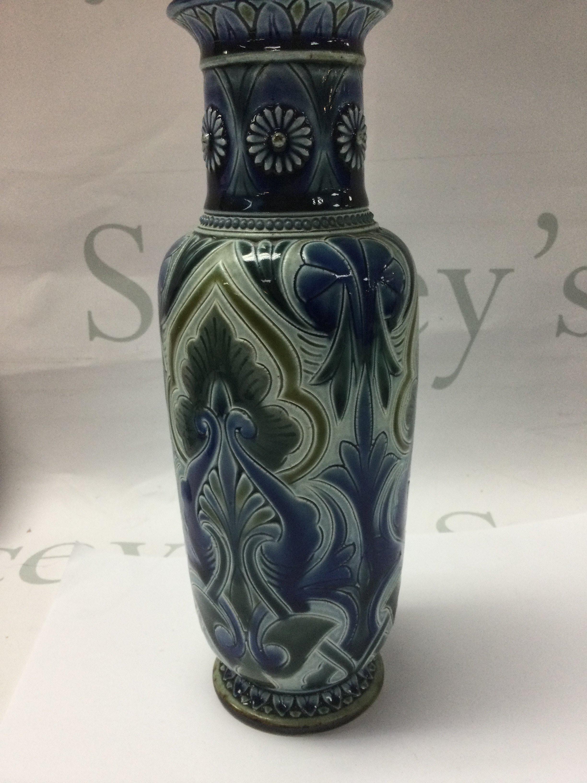 A Doulton Lambeth vase decorated with floral design by Edith Lupton 23 cm