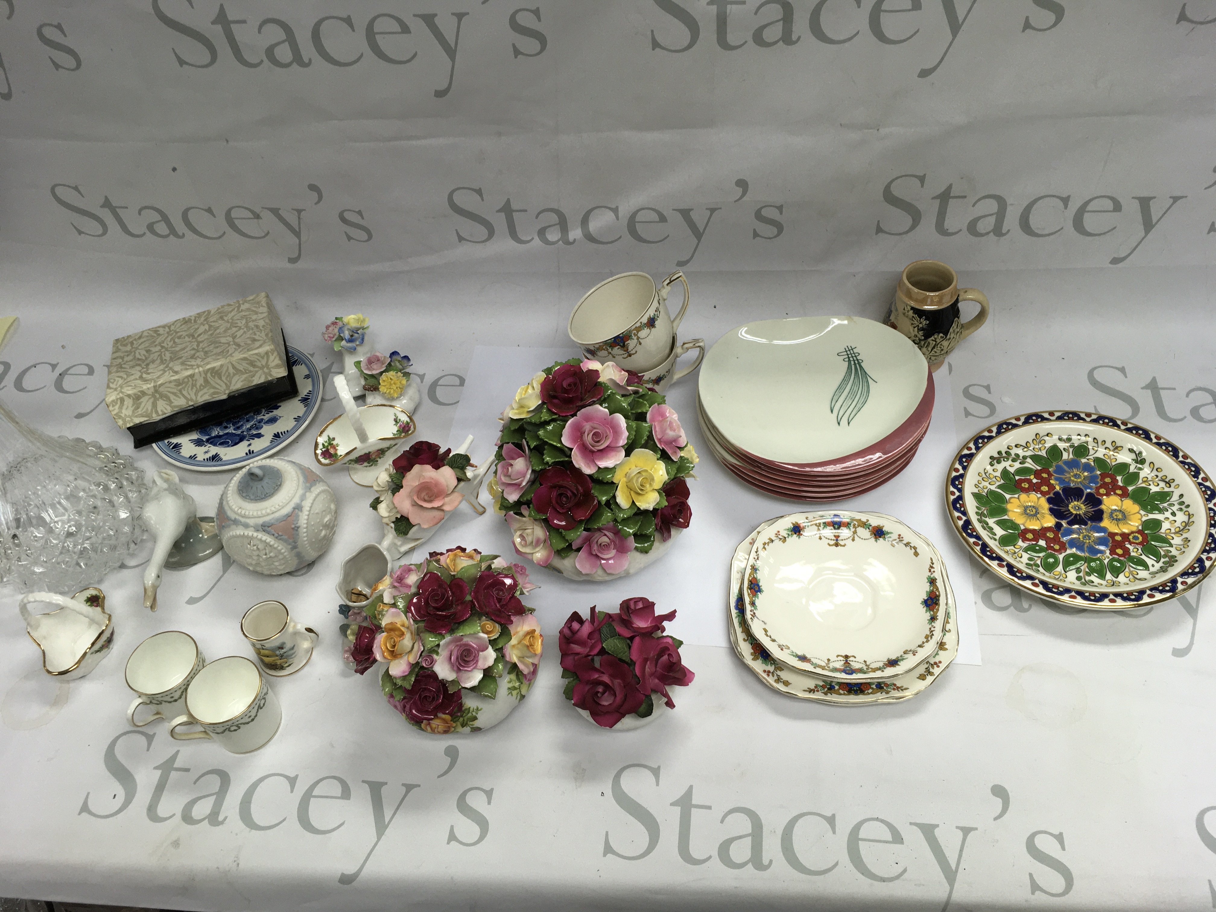 A royal Doulton part tea set and a collection of other ceramics including Lladro caltonware etc