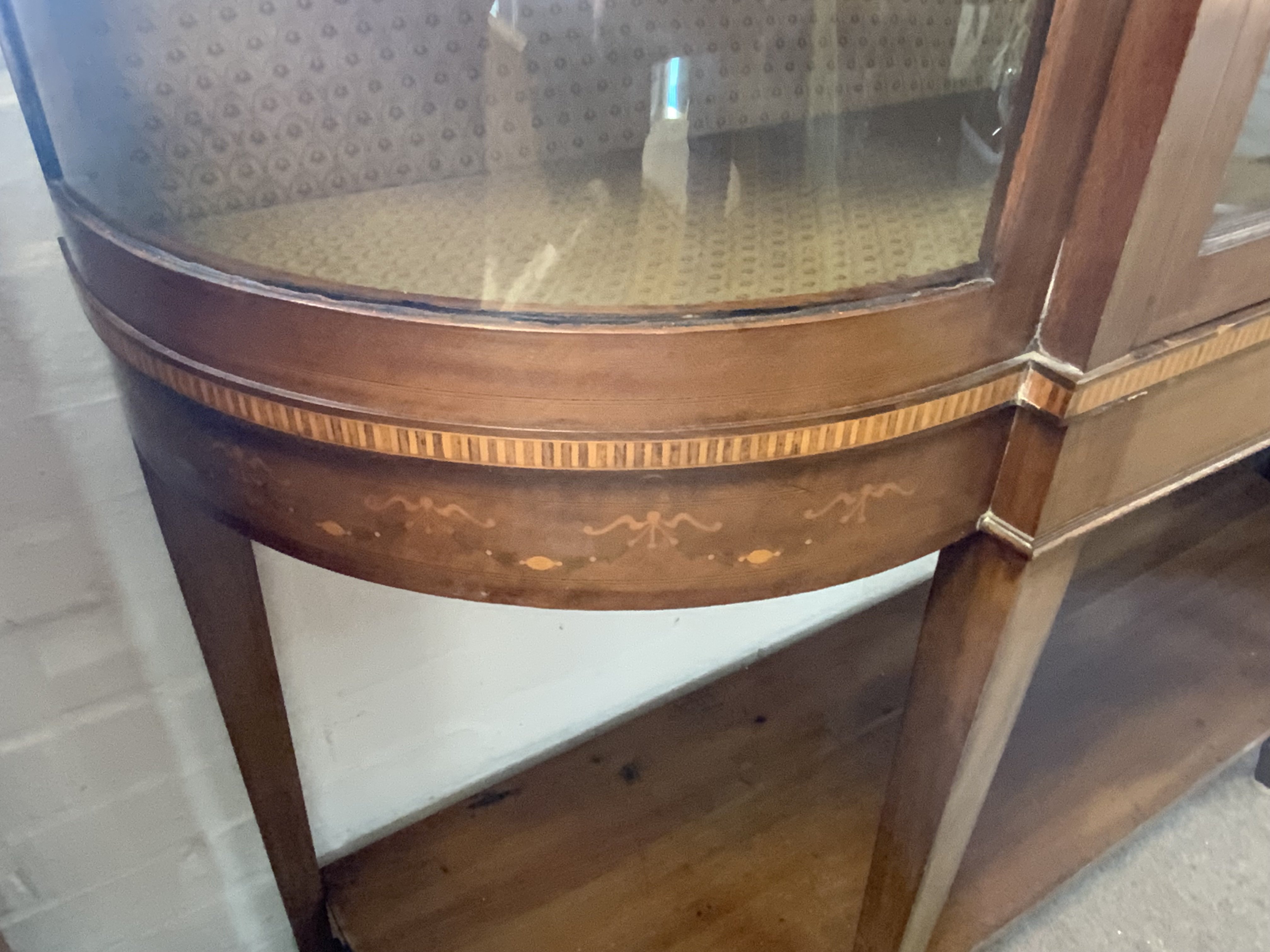 A Large Edwardian inlaid glazed display cabinet.