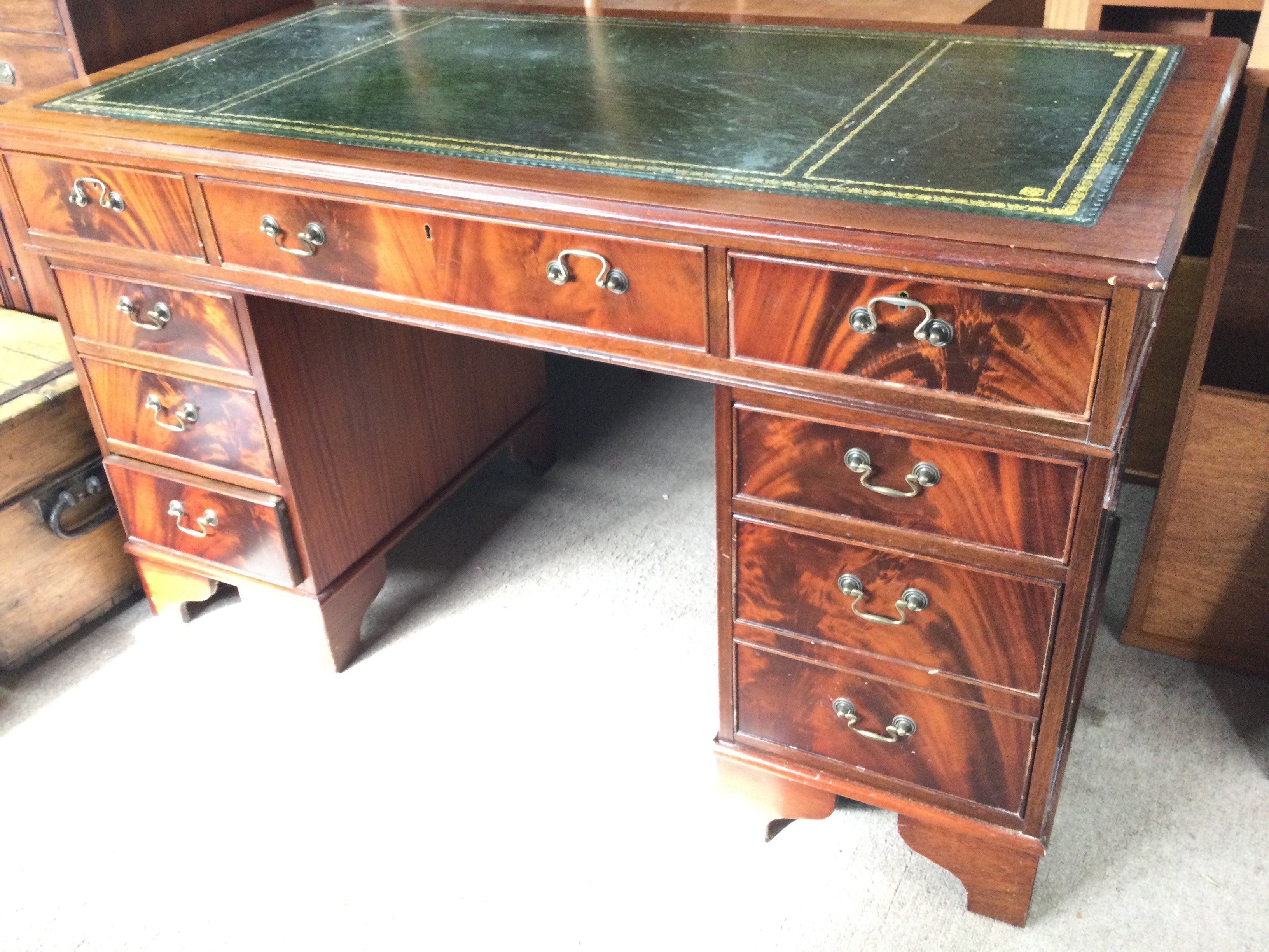 A Reproduction Mahogany Pedestal Desk. Approx Length 137CM. Height 78CM