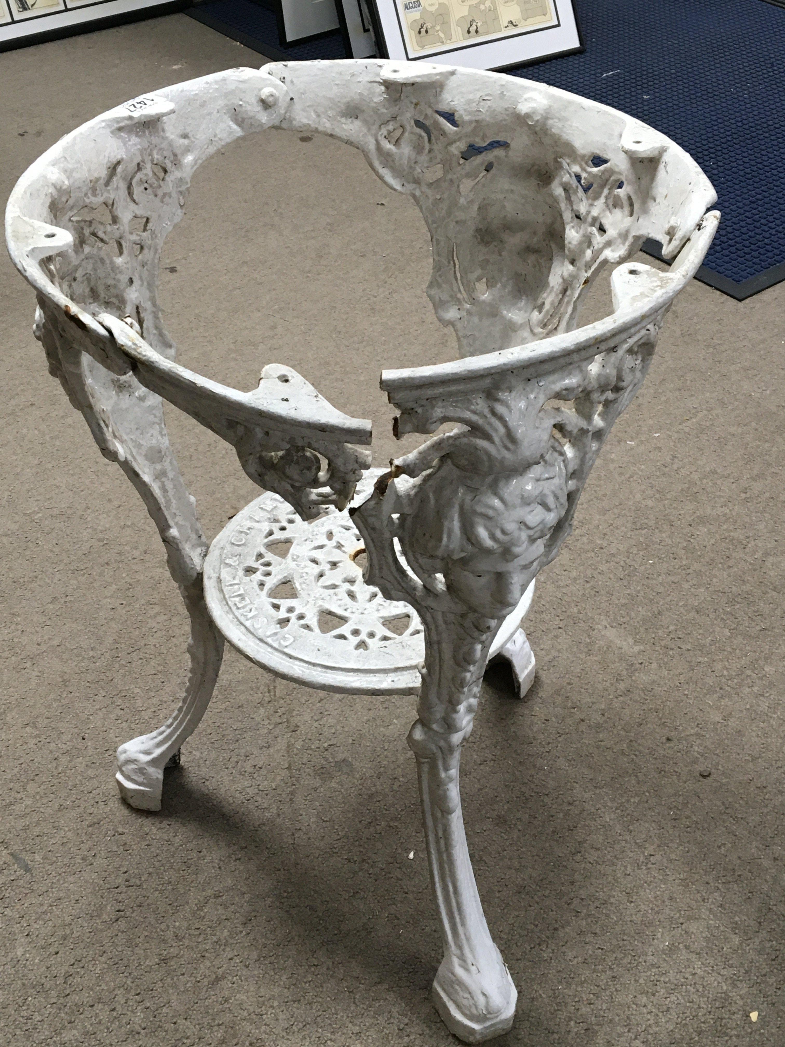 A Cast iron Victorian pub table base maker Cassell & Chambers.