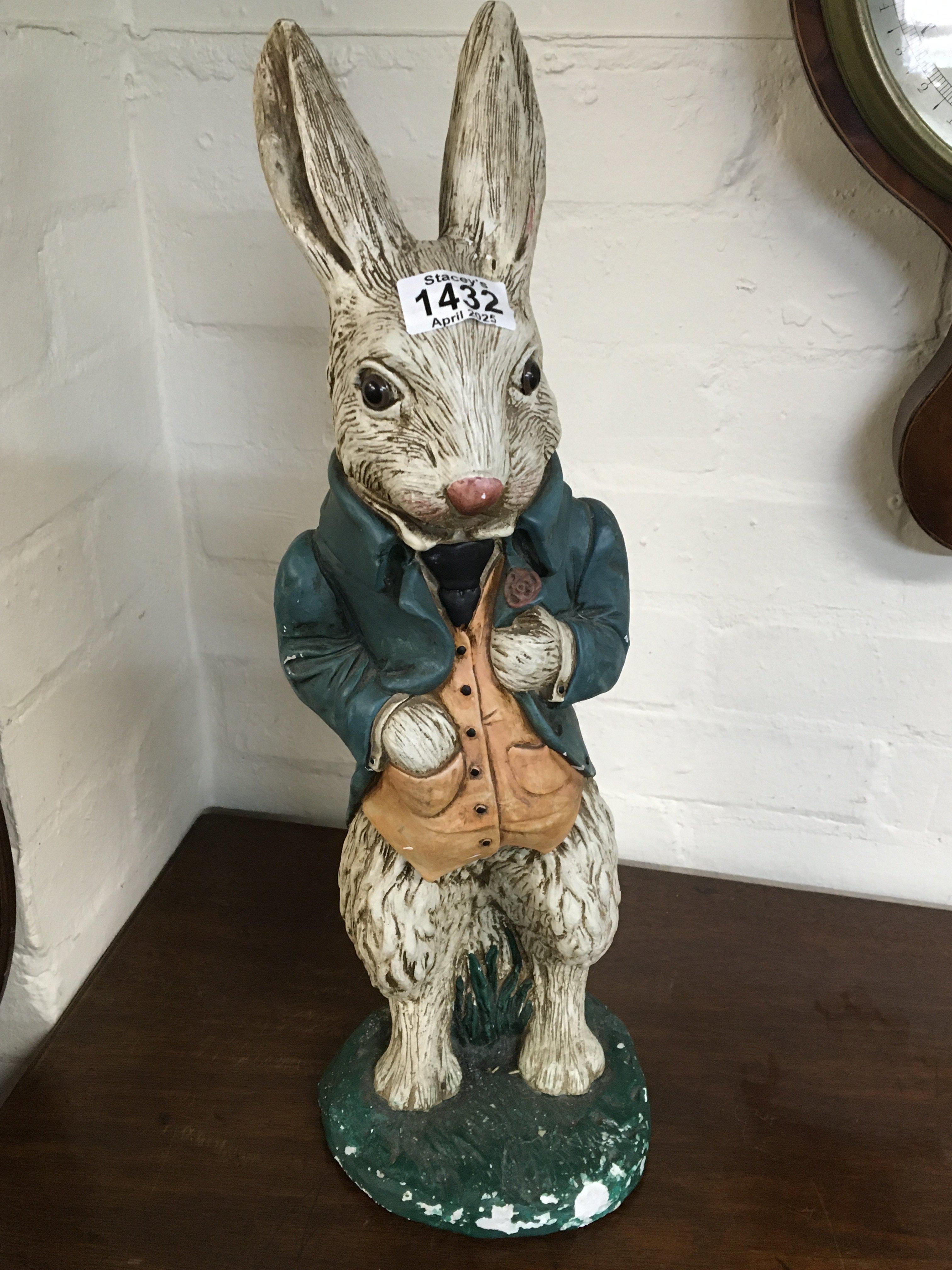 A painted composition ornament of a Rabbit. Height 52cm